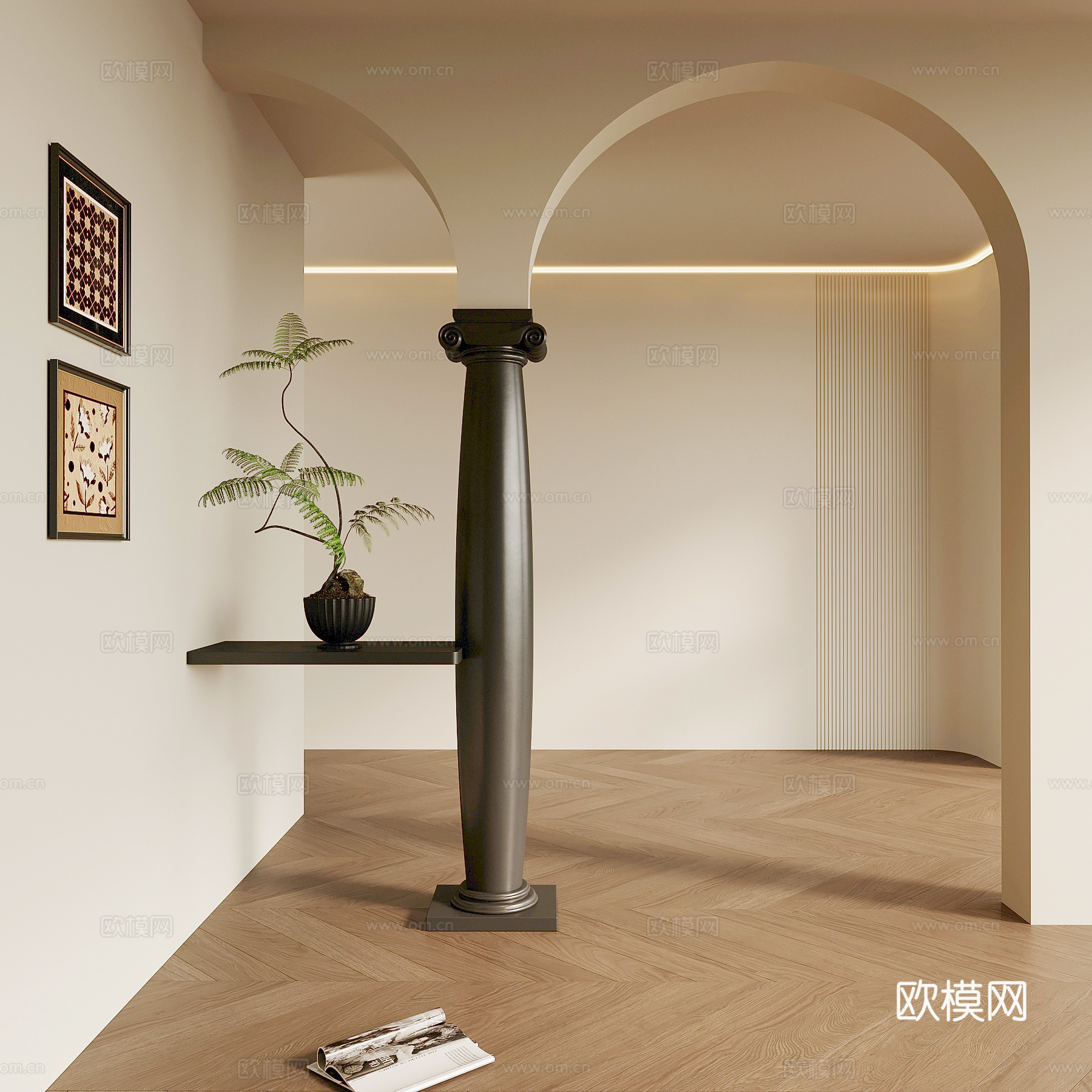法式中古玄关 玄关隔断su模型