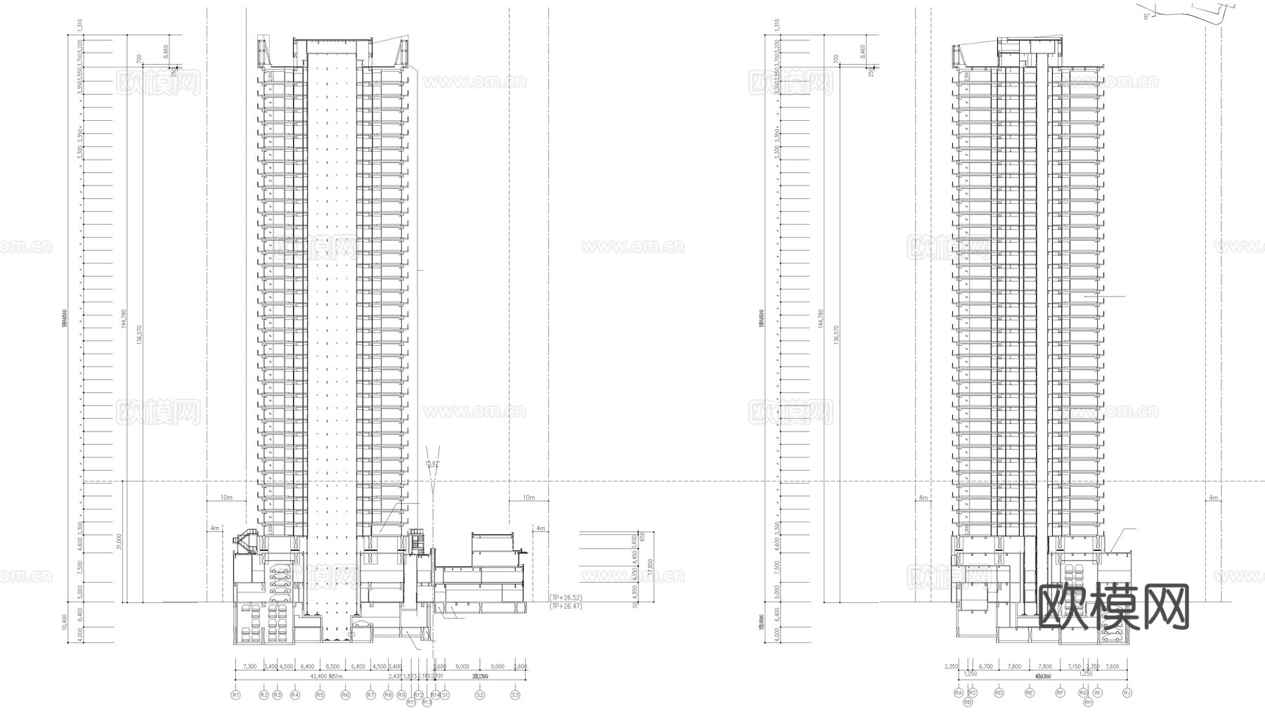 高层写字楼 商业建筑cad施工图