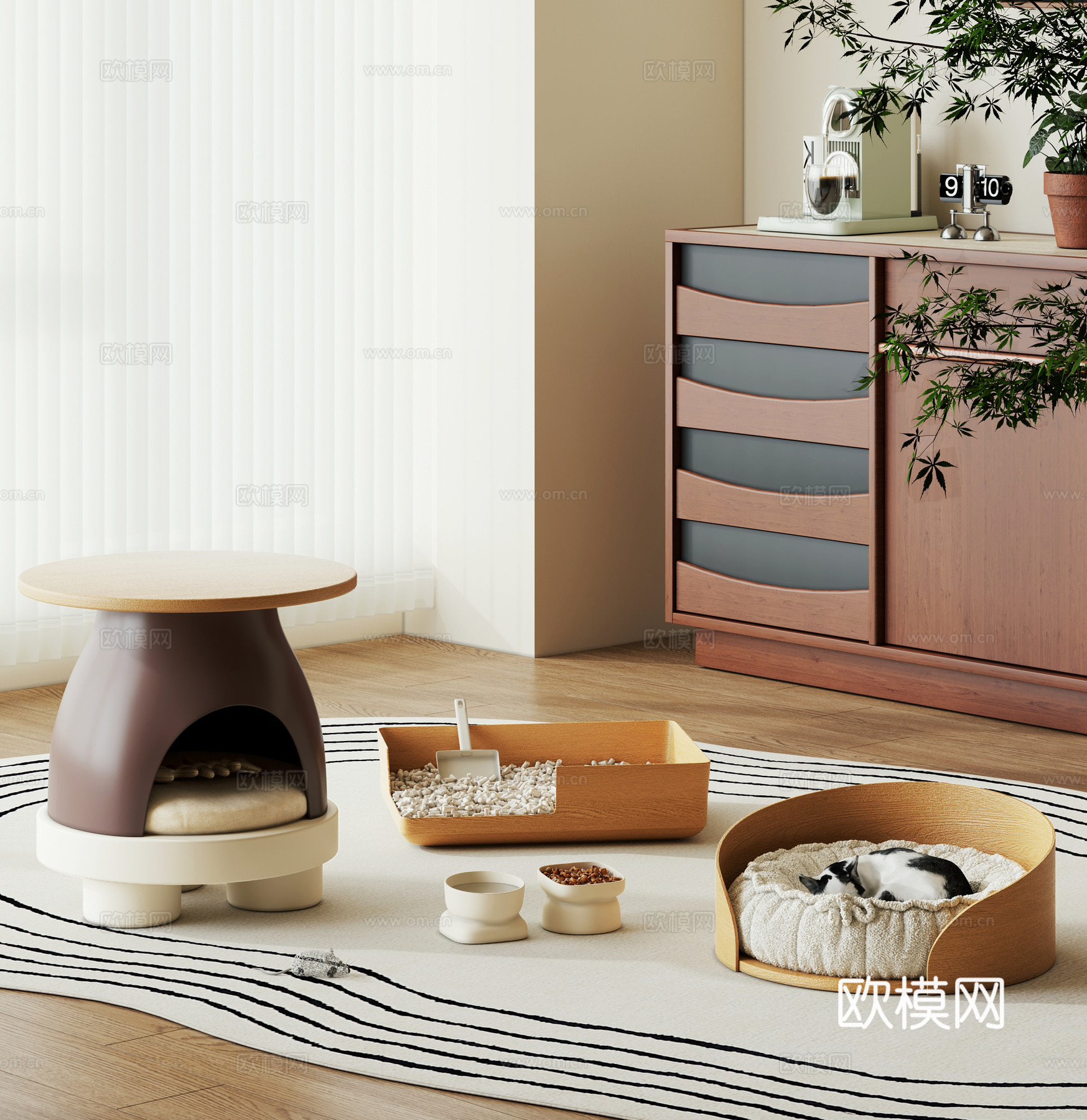 猫窝组合 宠物用品3d模型下载