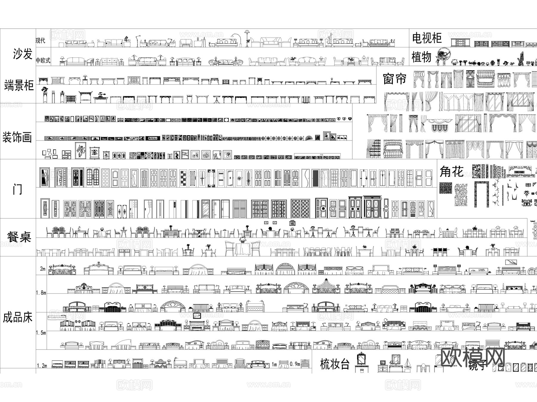 2025年最新家装家具软装立面图块CAD图库大全cad施工图
