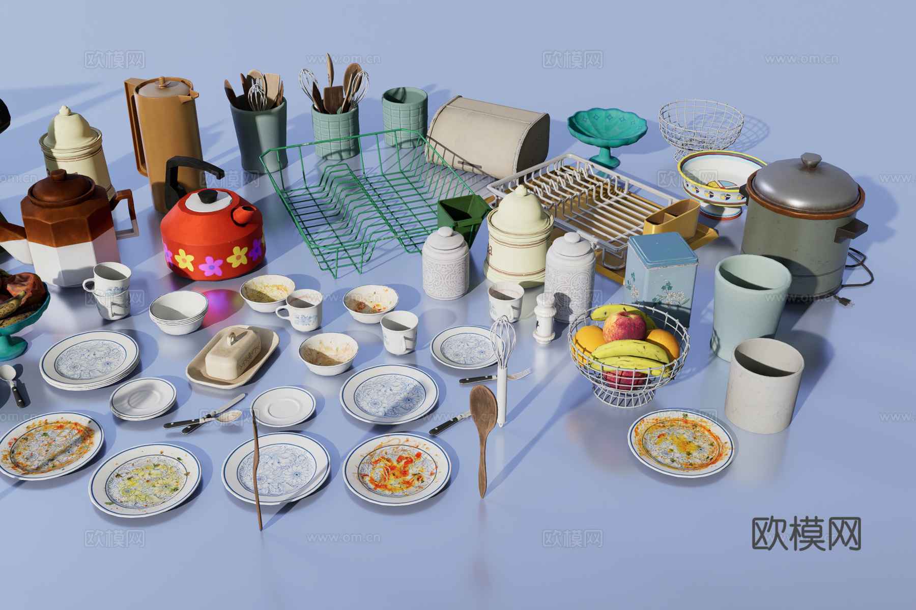 复古厨房物品3d模型下载（渲染图2）