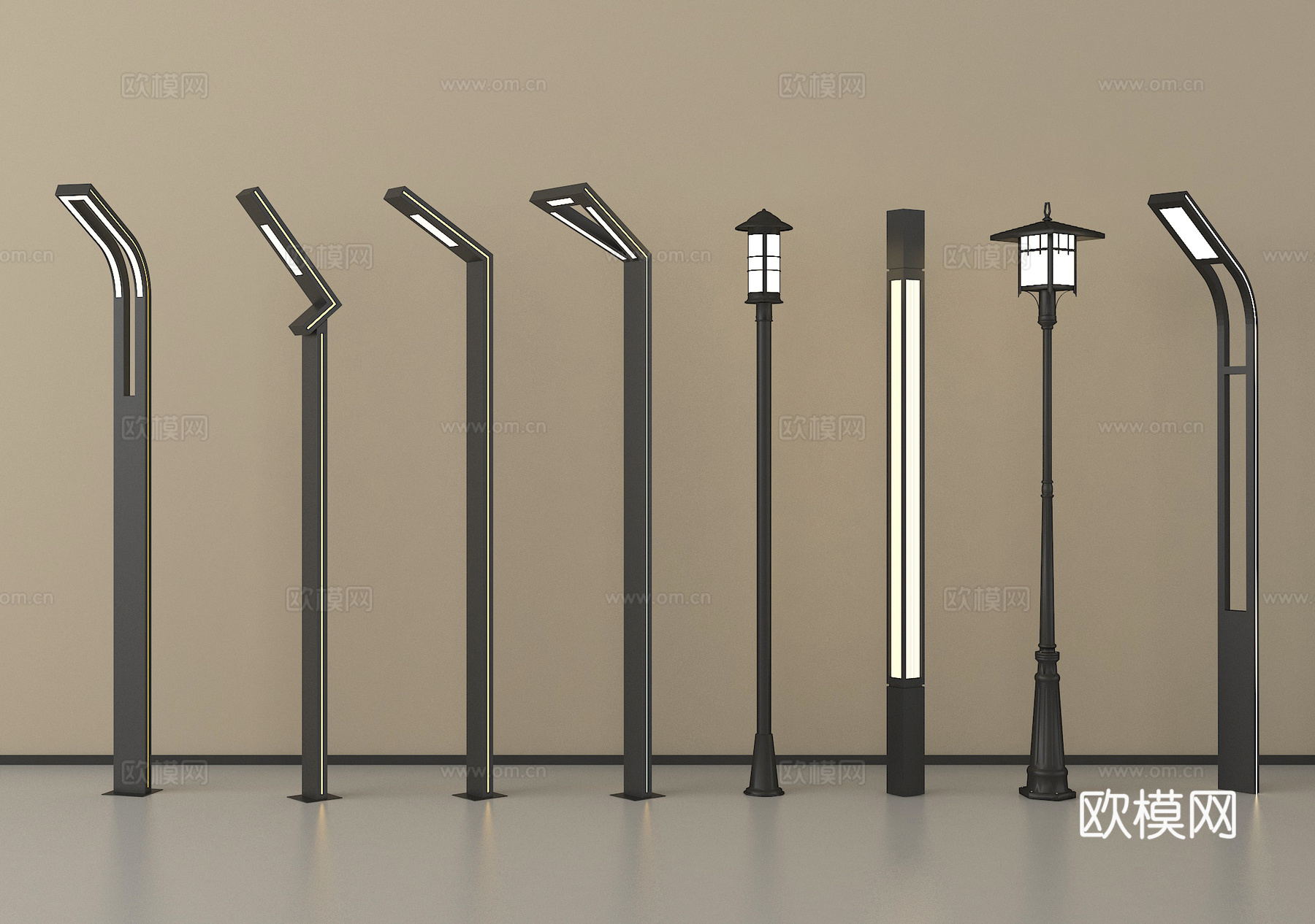 新中式景观灯 高杆灯 路灯 园林景观灯 户外灯3d模型下载