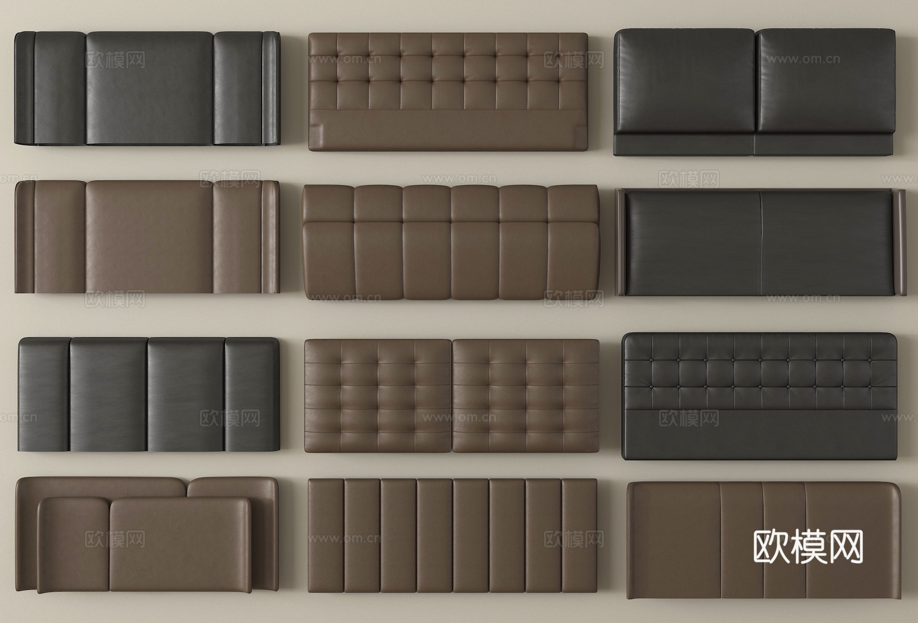 新中式床靠背 床具 床品 床头3d模型下载