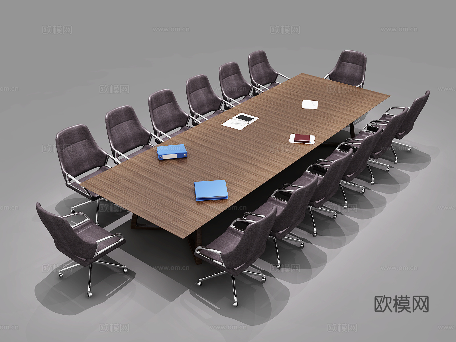 现代会议桌 后现代会议桌 会议桌椅组合 办公用品 文件夹3d模型下载