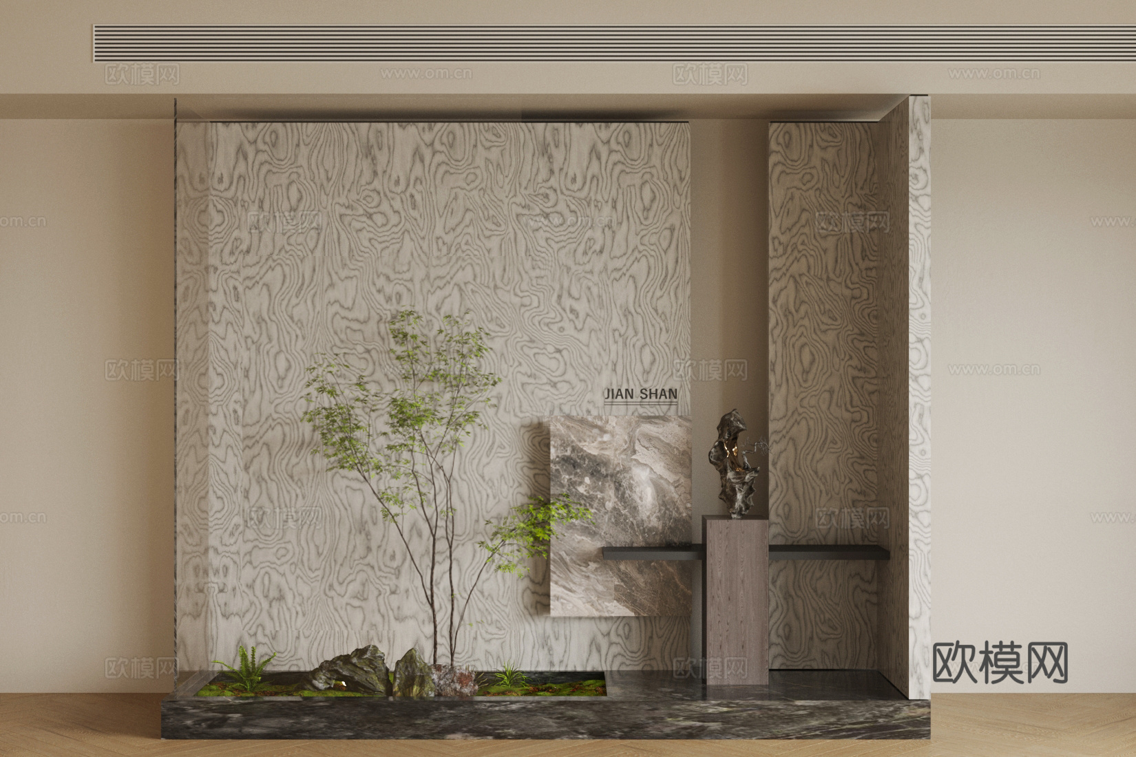 室内景观 景观小品 室内玻璃框造景 植物堆 植物组合 绿植堆3d模型下载