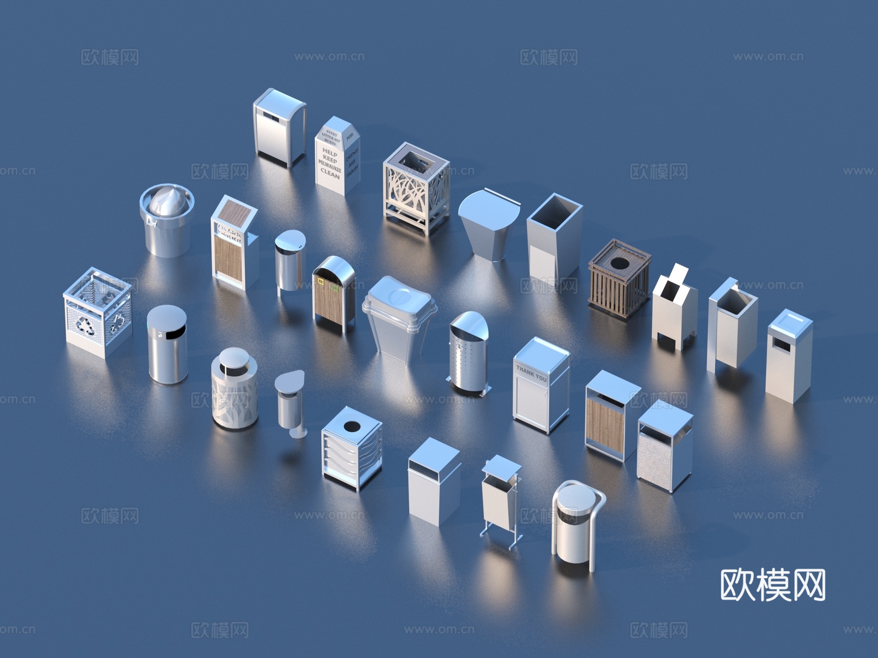 回收桶 垃圾桶 小品3d模型