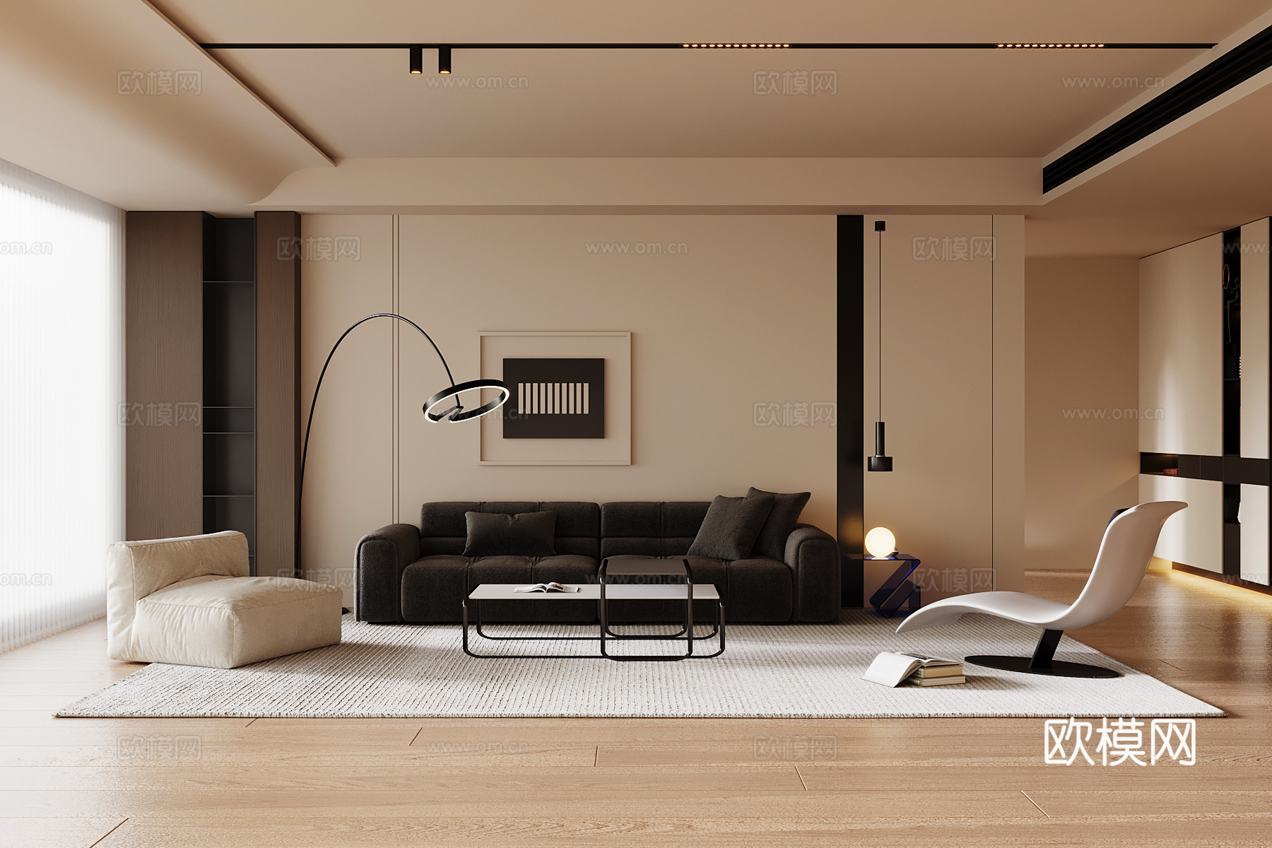 现代客厅 沙发茶几组合su模型