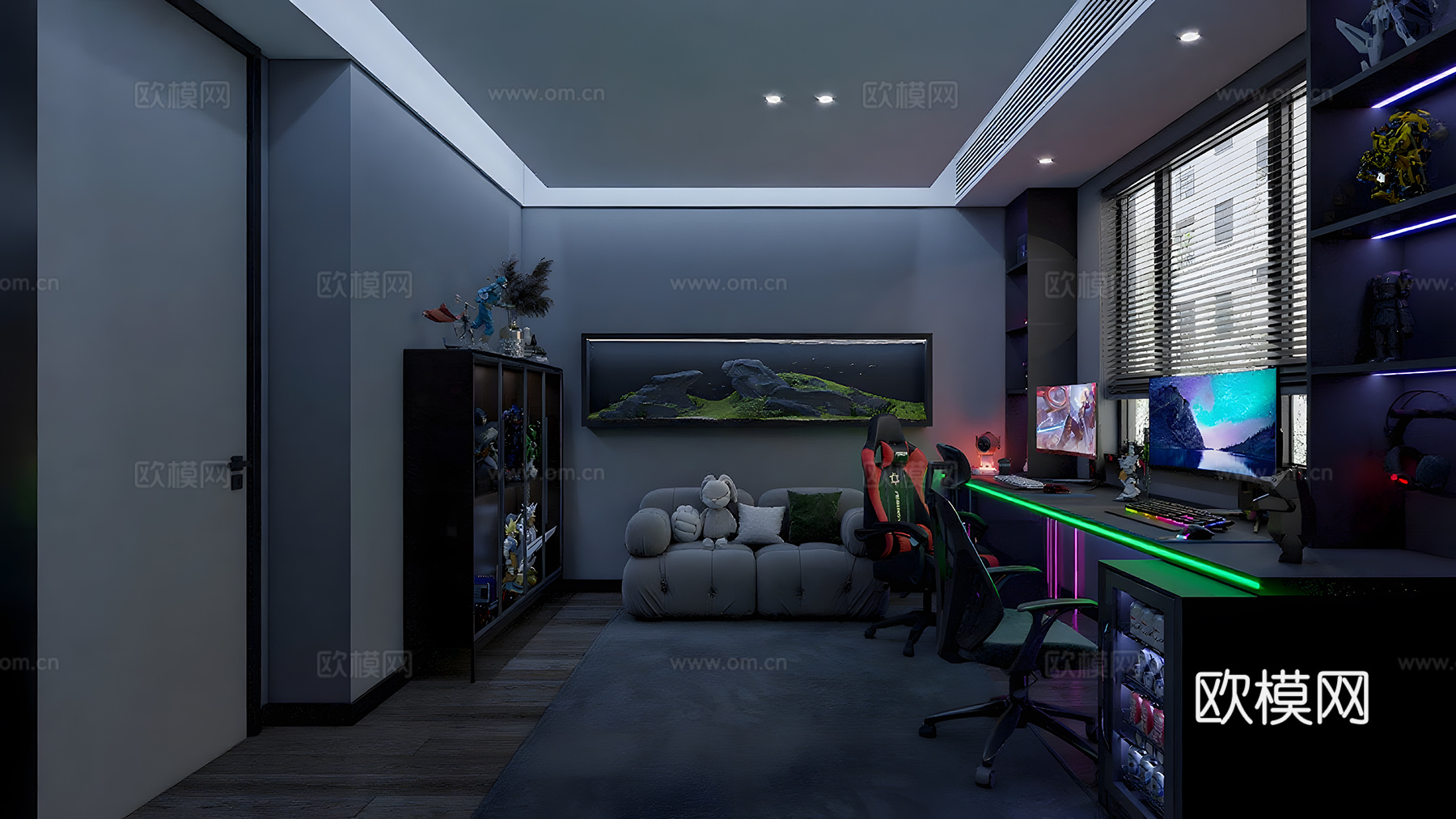 暗黑风电竞室 游戏室3d模型3d模型下载