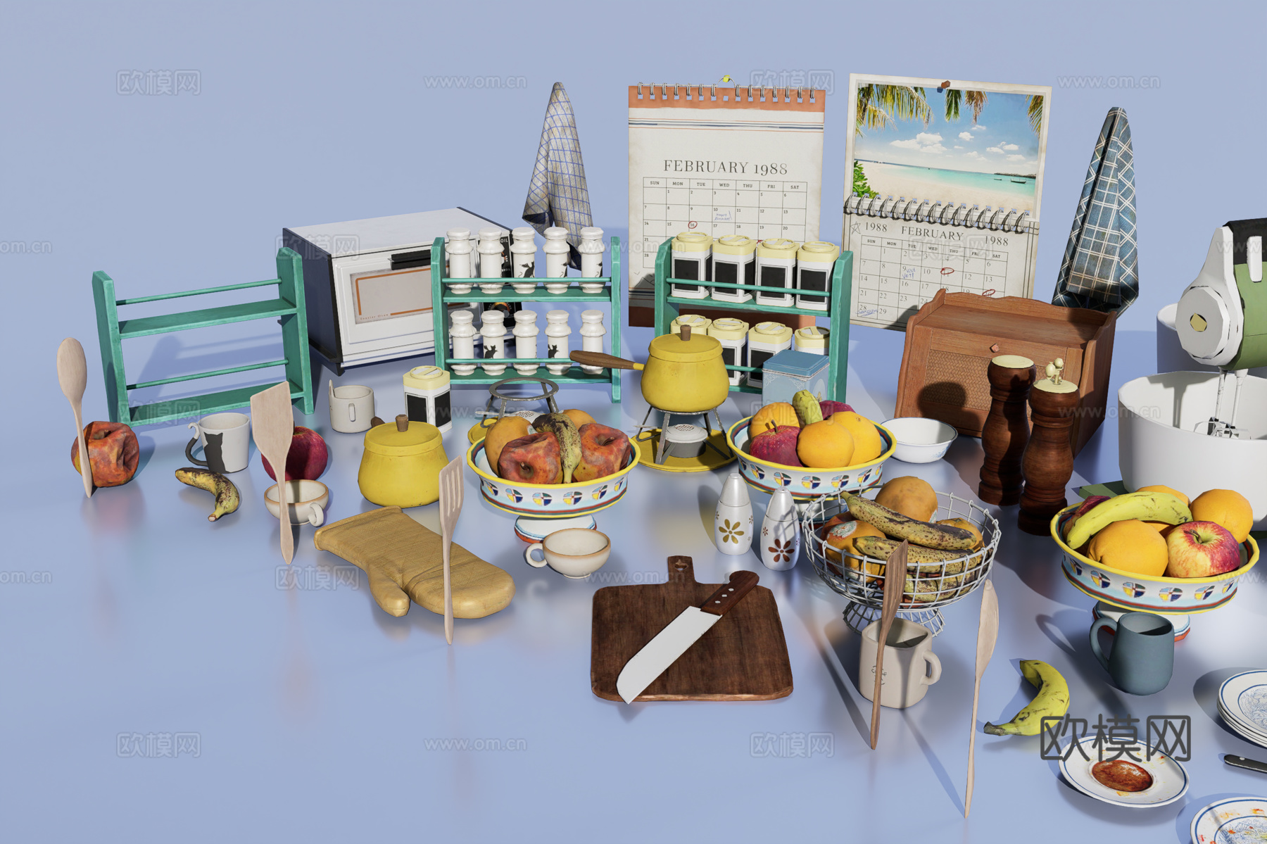 复古厨房物品3d模型下载（渲染图4）
