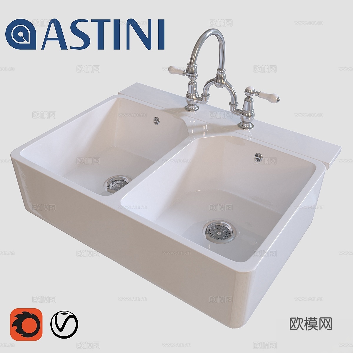 Astini Belfast双槽厨房水槽3d模型下载