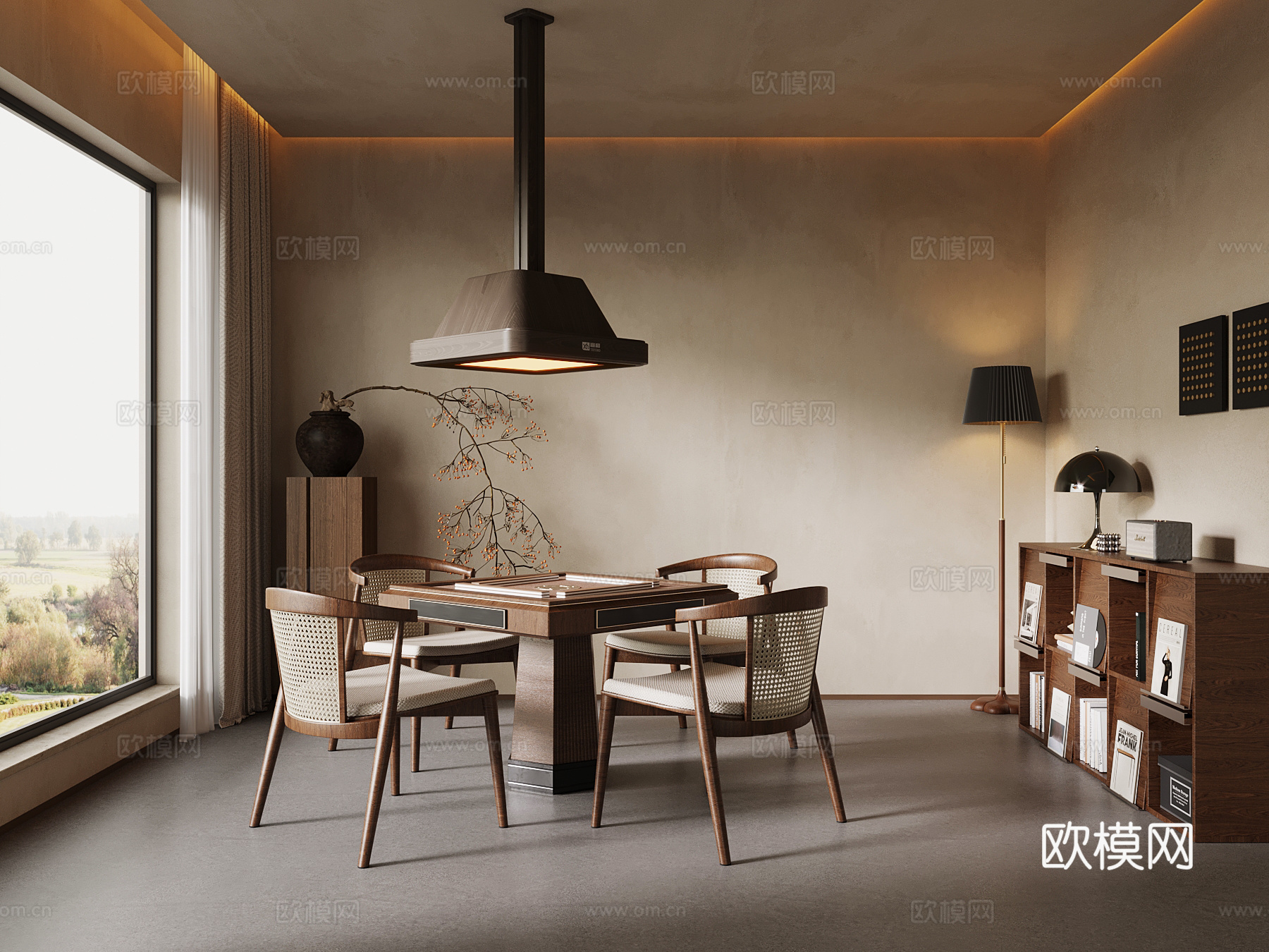 中古风棋牌室 麻将桌3d模型下载