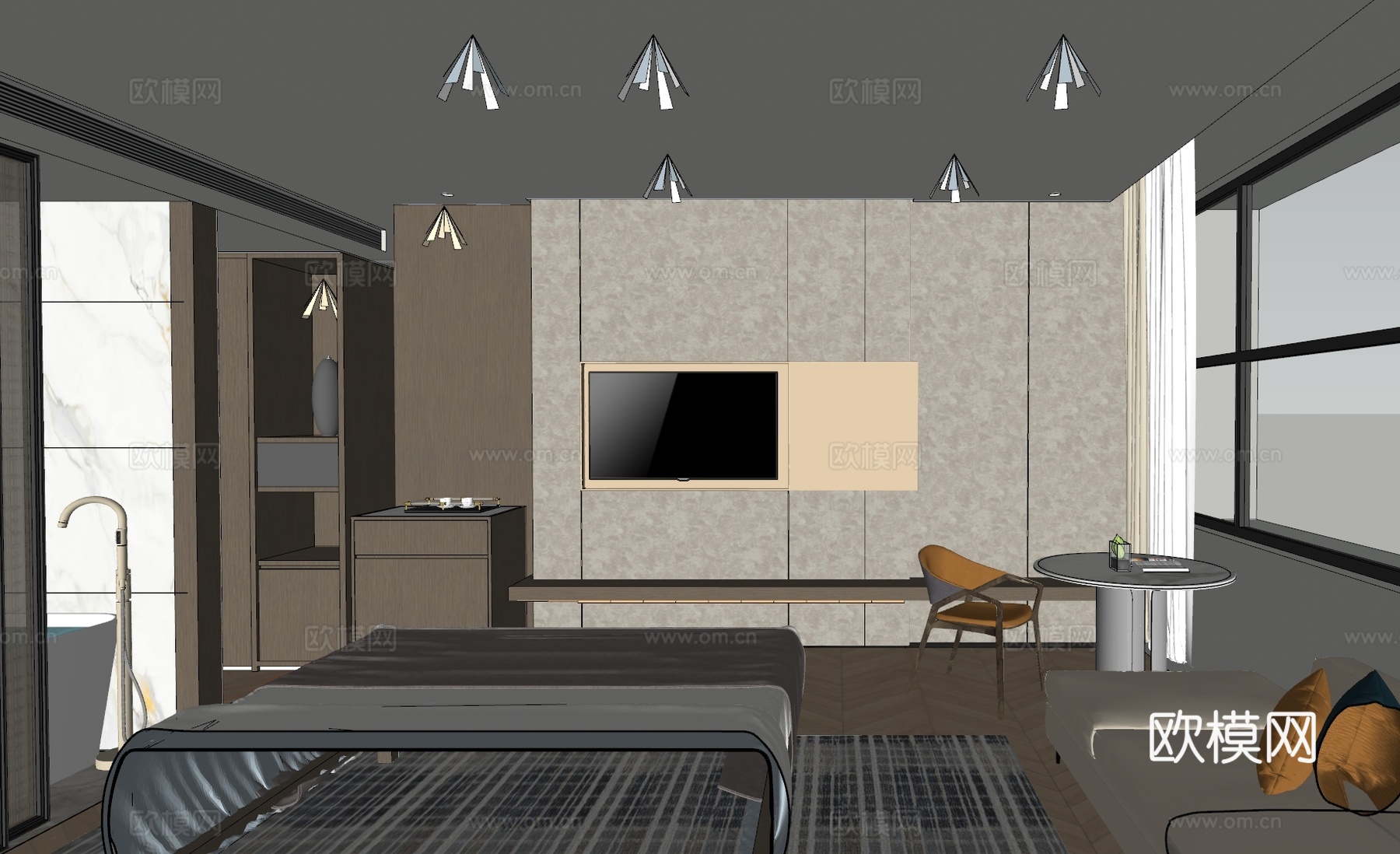 酒店客房 标准客房 现代客房 大床房su模型