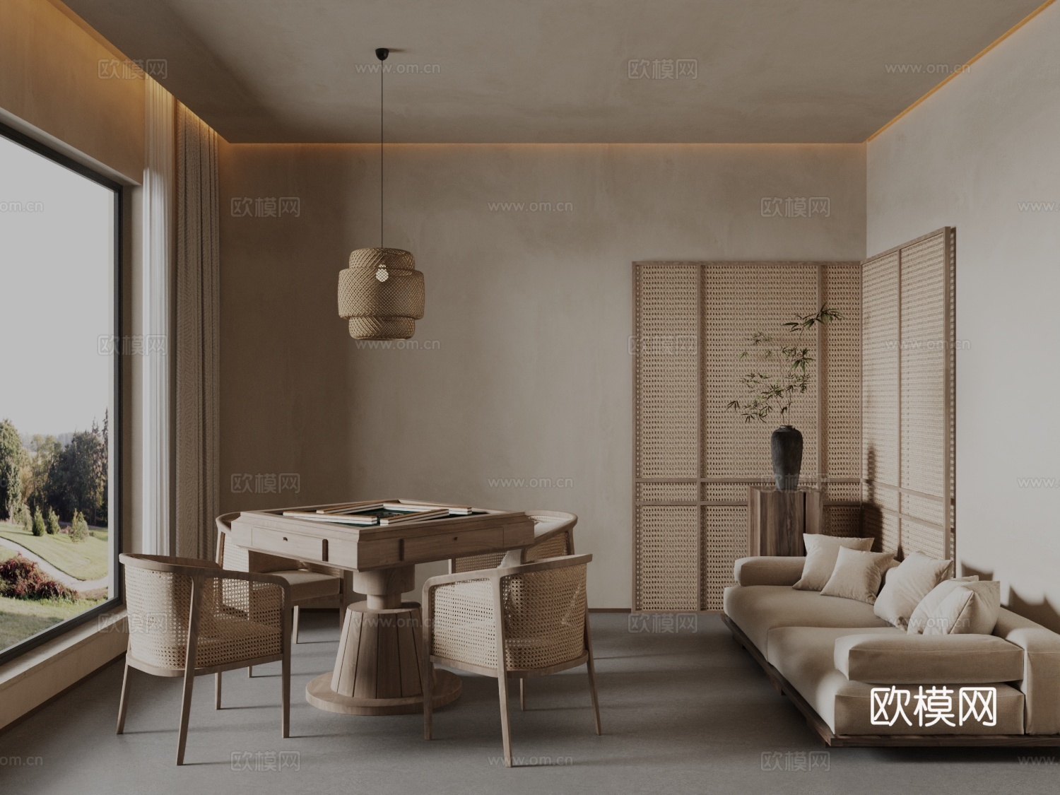 侘寂棋牌室3d模型下载