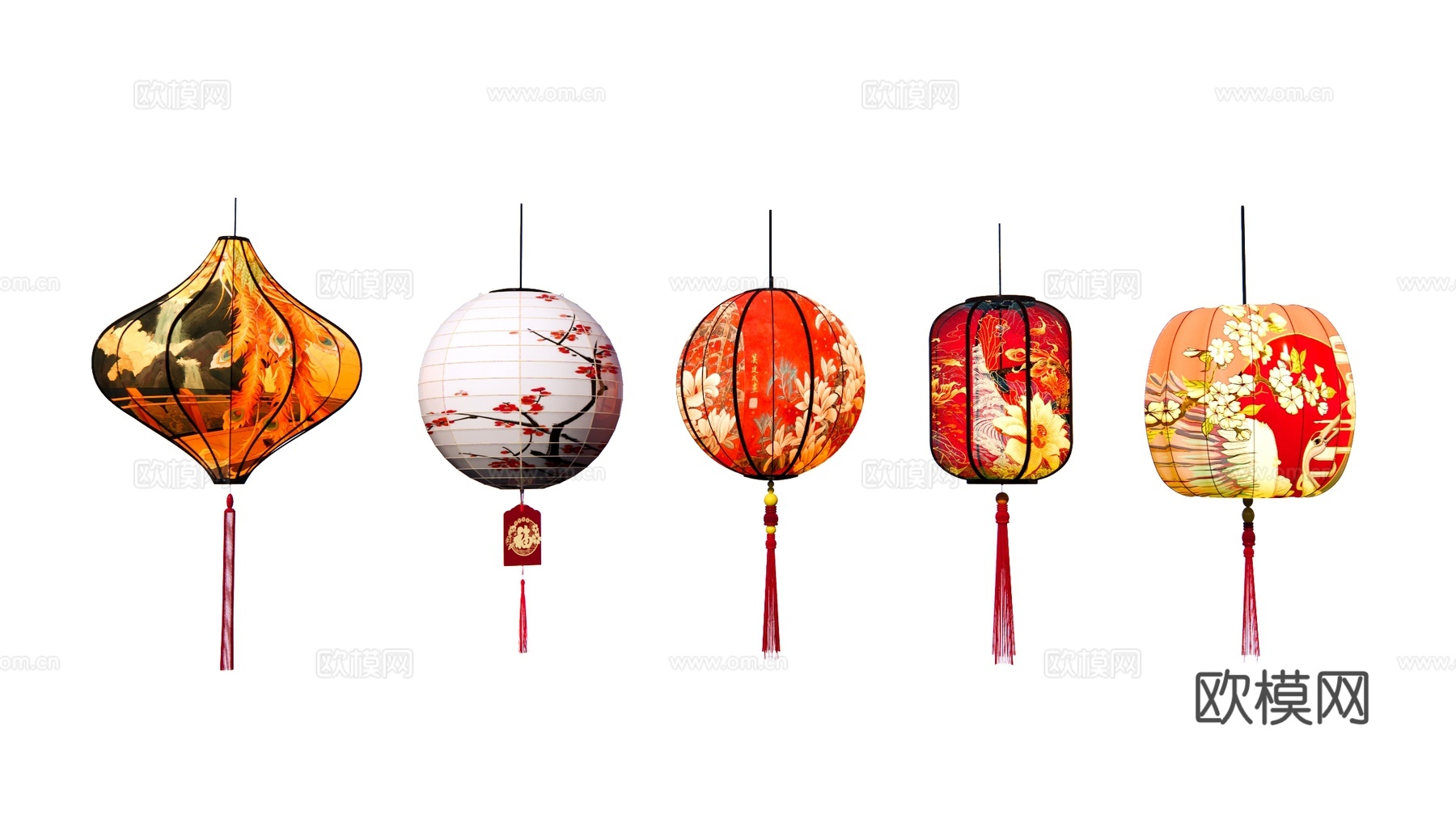 中式 灯笼 古节庆灯笼 彩灯 装饰灯笼 景观灯笼su模型