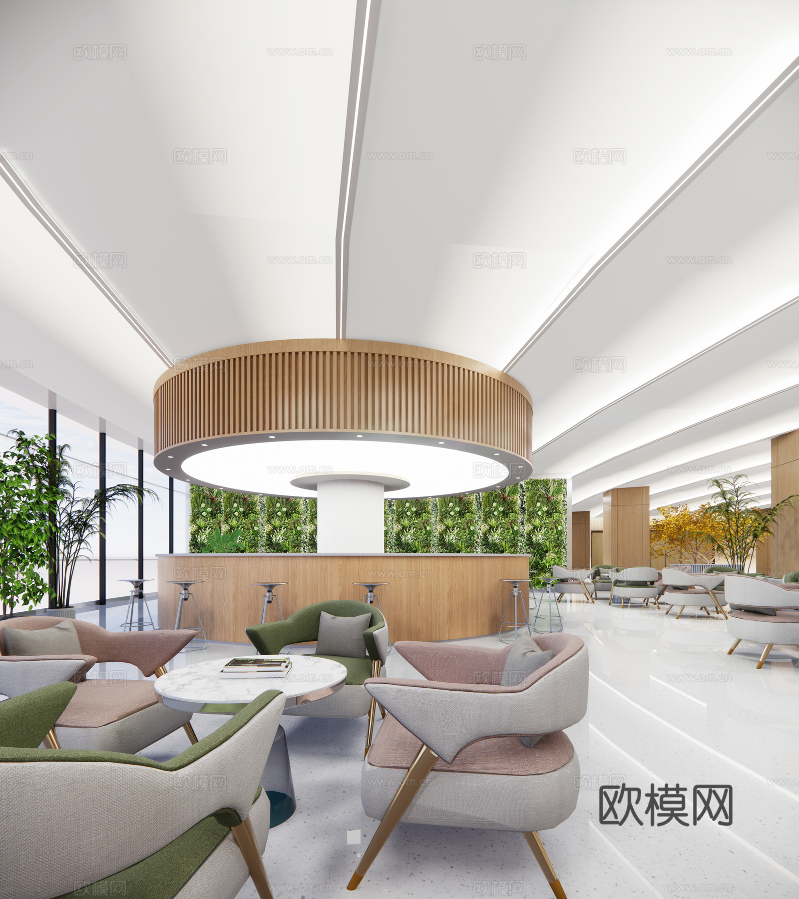 极简风办公大堂 现代办公大堂  简约办公  办公休息区su模型