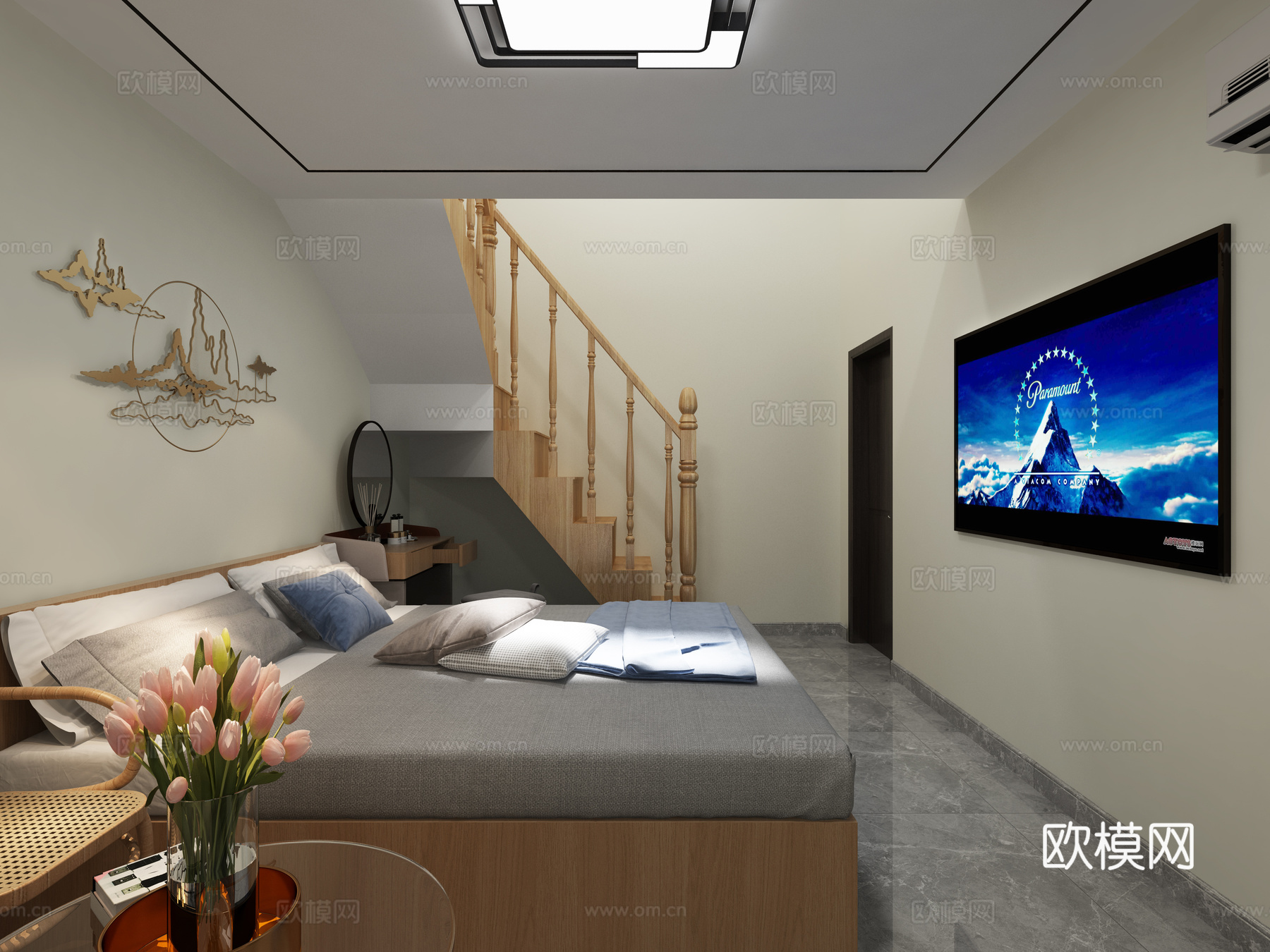 民宿客房3d模型下载（渲染图3）