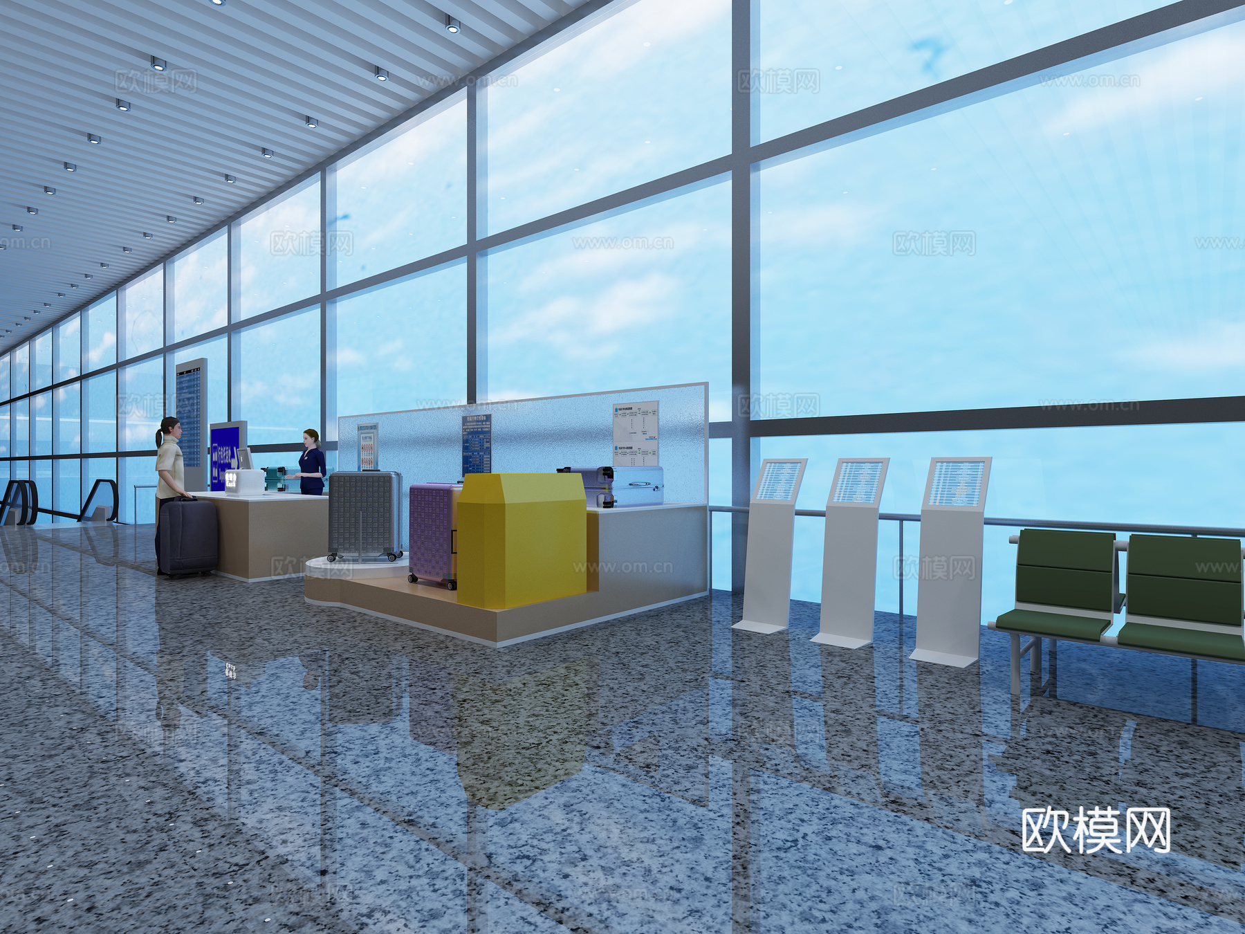 现代机场打包台3d模型下载（渲染图4）