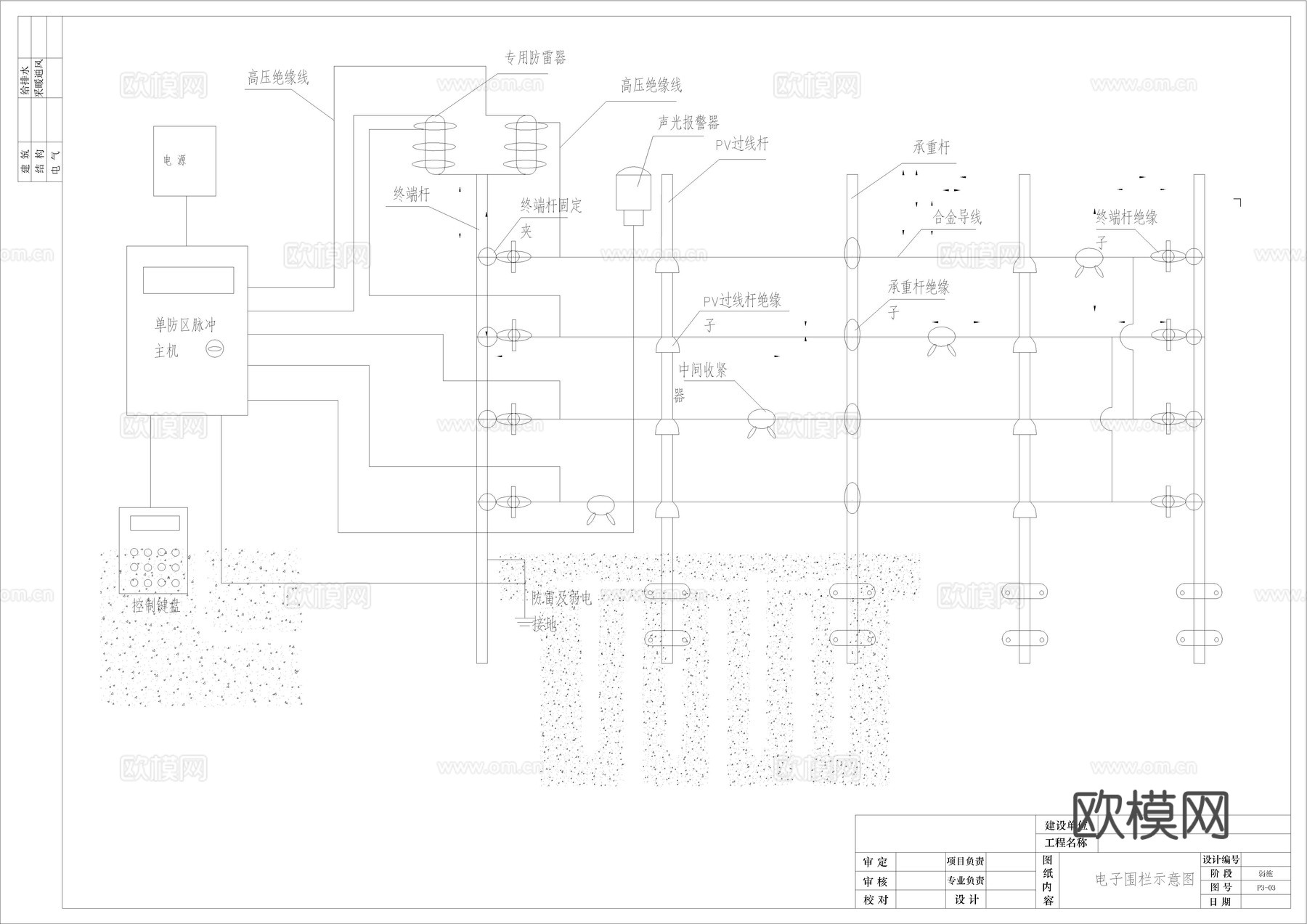 电子围栏cadcad施工图