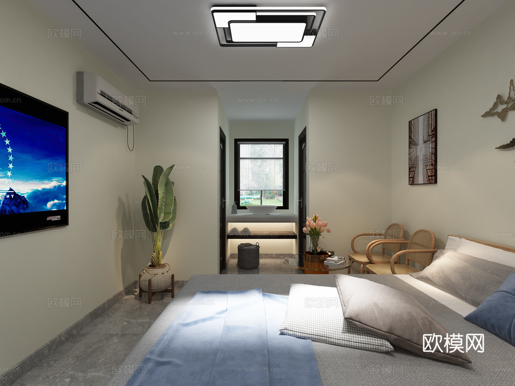 民宿客房3d模型下载（渲染图2）