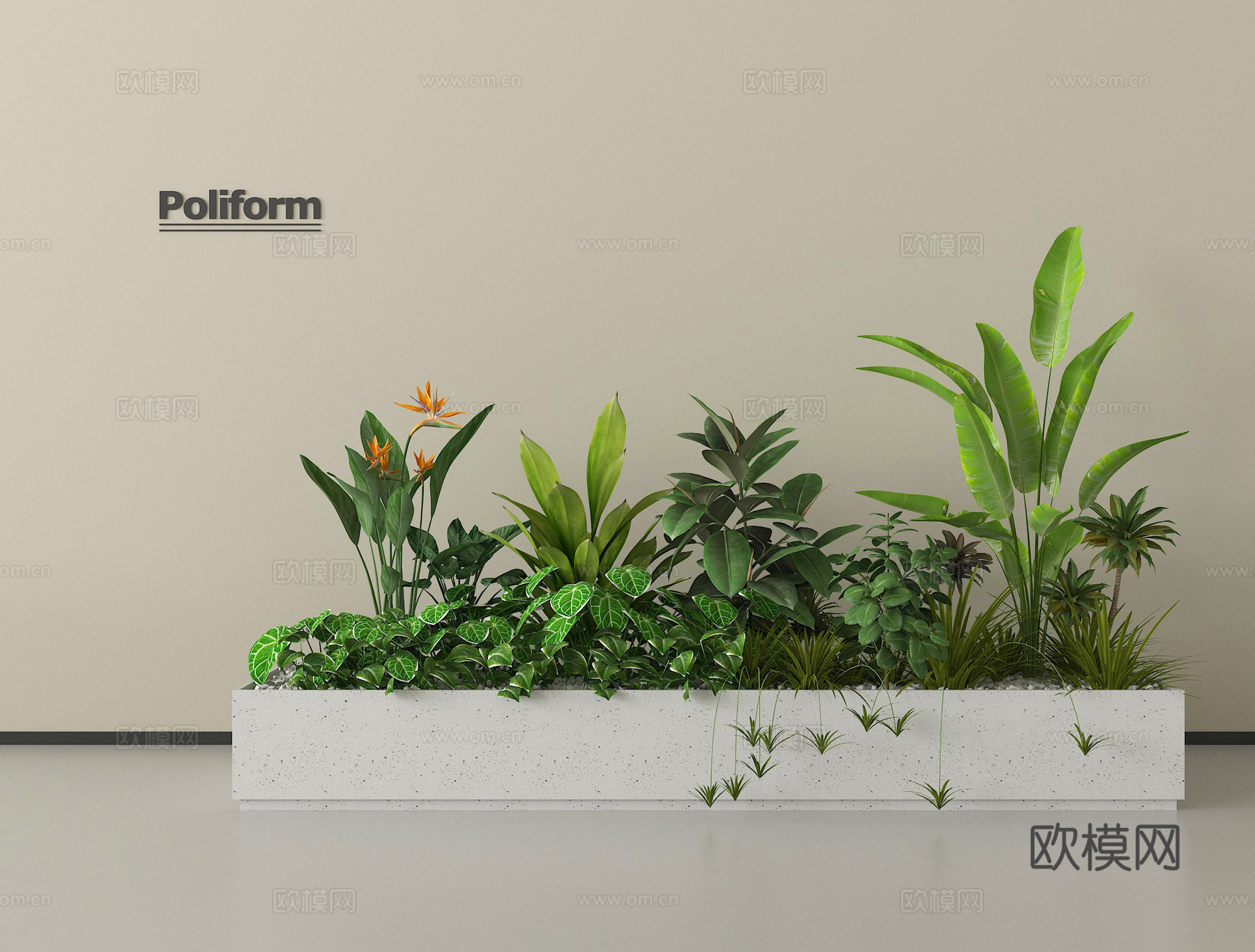 绿植花箱  植物组合  盆栽 景观小品 植物堆 花池花坛su模型