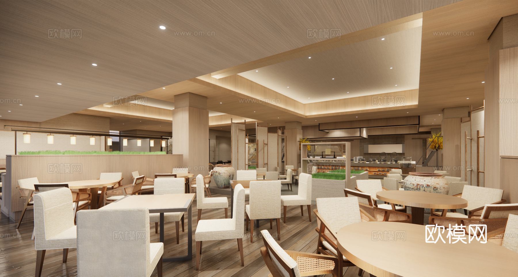 餐厅简约 现代餐厅 早餐厅 全日制餐厅 酒店餐厅su模型下载（渲染图3）