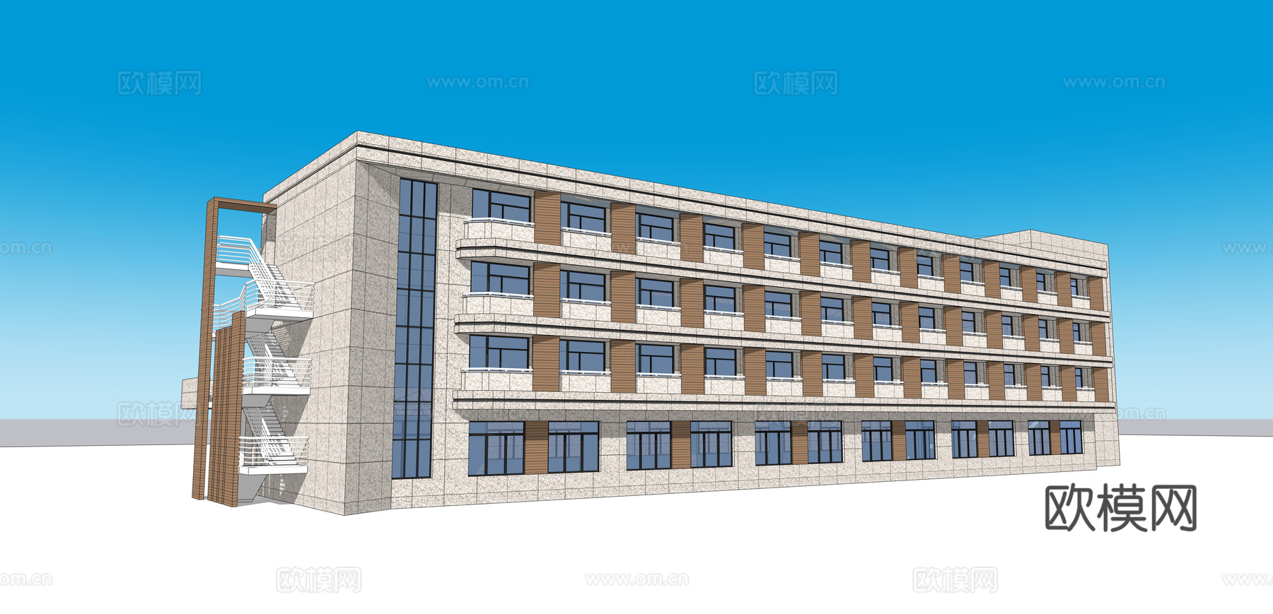 现代多层办公楼 寝室楼su模型