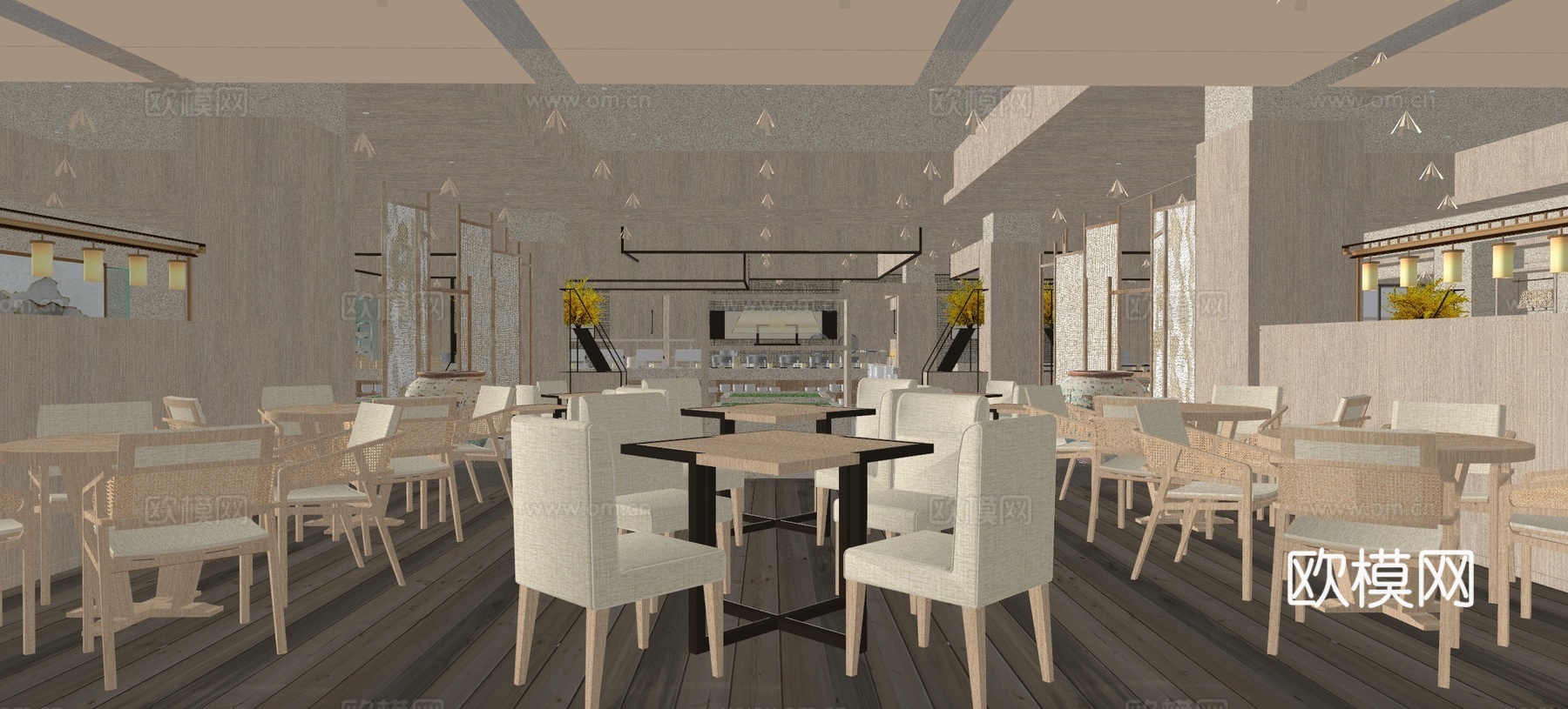 餐厅简约 现代餐厅 早餐厅 全日制餐厅 酒店餐厅su模型下载（渲染图5）