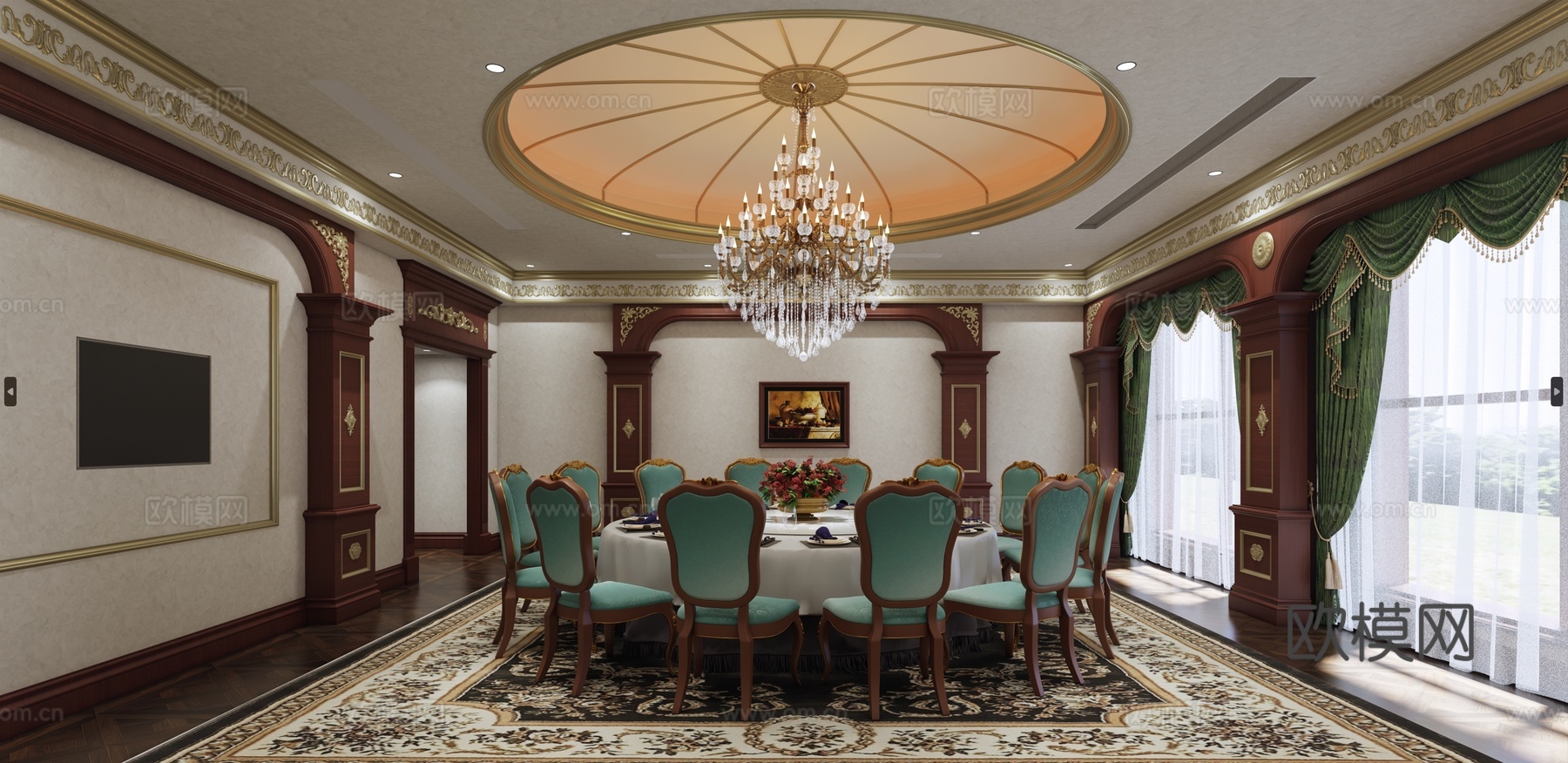 包厢 复古包厢 欧式包厢su模型下载（渲染图1）