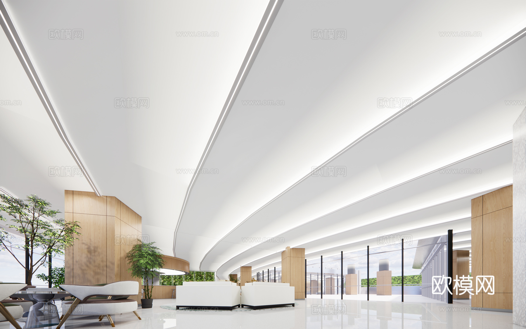 极简风办公大堂 现代办公大堂  简约办公  办公休息区su模型