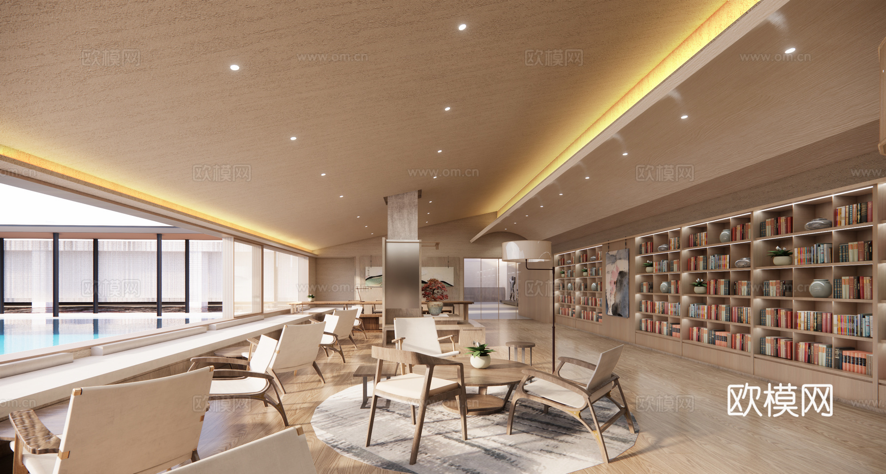 休闲区 休息区 洽谈区 书吧 大堂吧 现代简约su模型