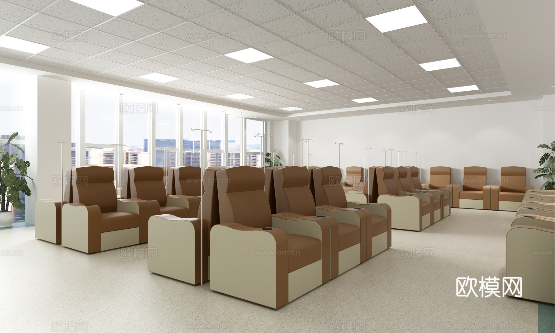 现代医院输液室  输液沙发 输液椅3d模型下载