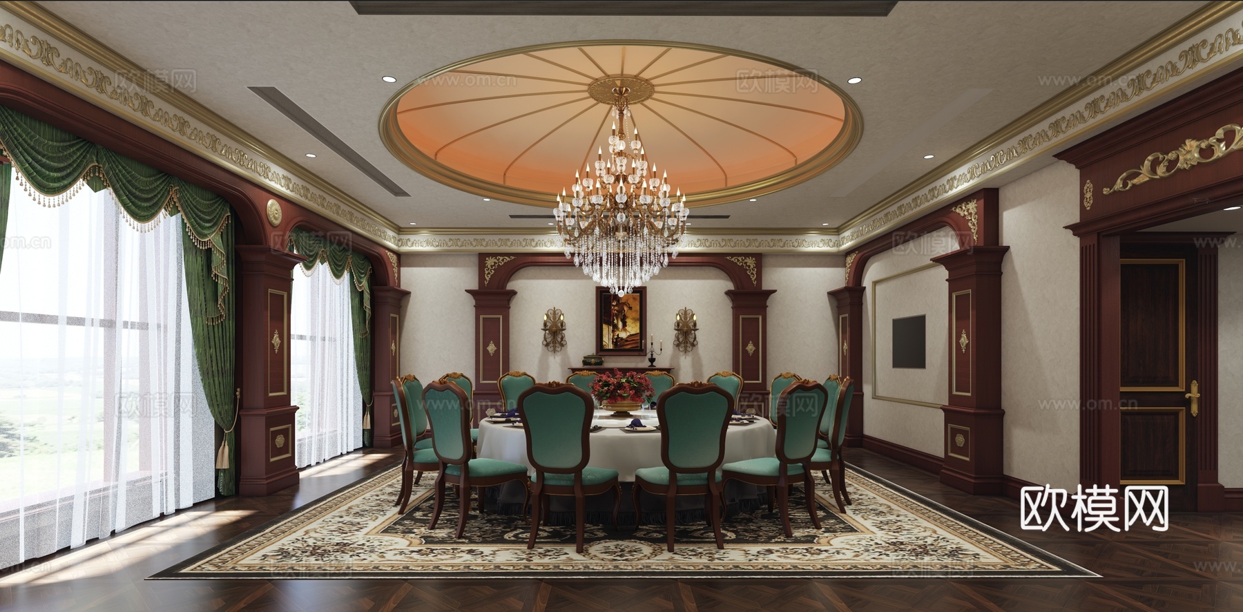 包厢 复古包厢 欧式包厢su模型下载（渲染图2）