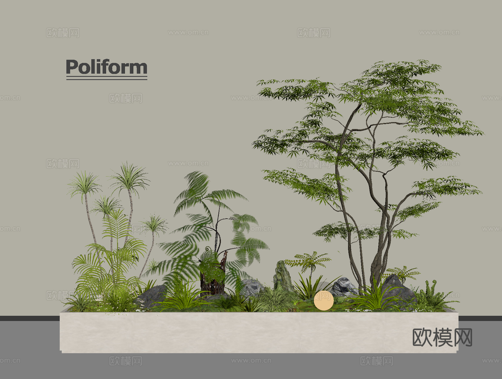 绿植花箱  植物组合  盆栽 景观小品 植物堆 花池花坛su模型