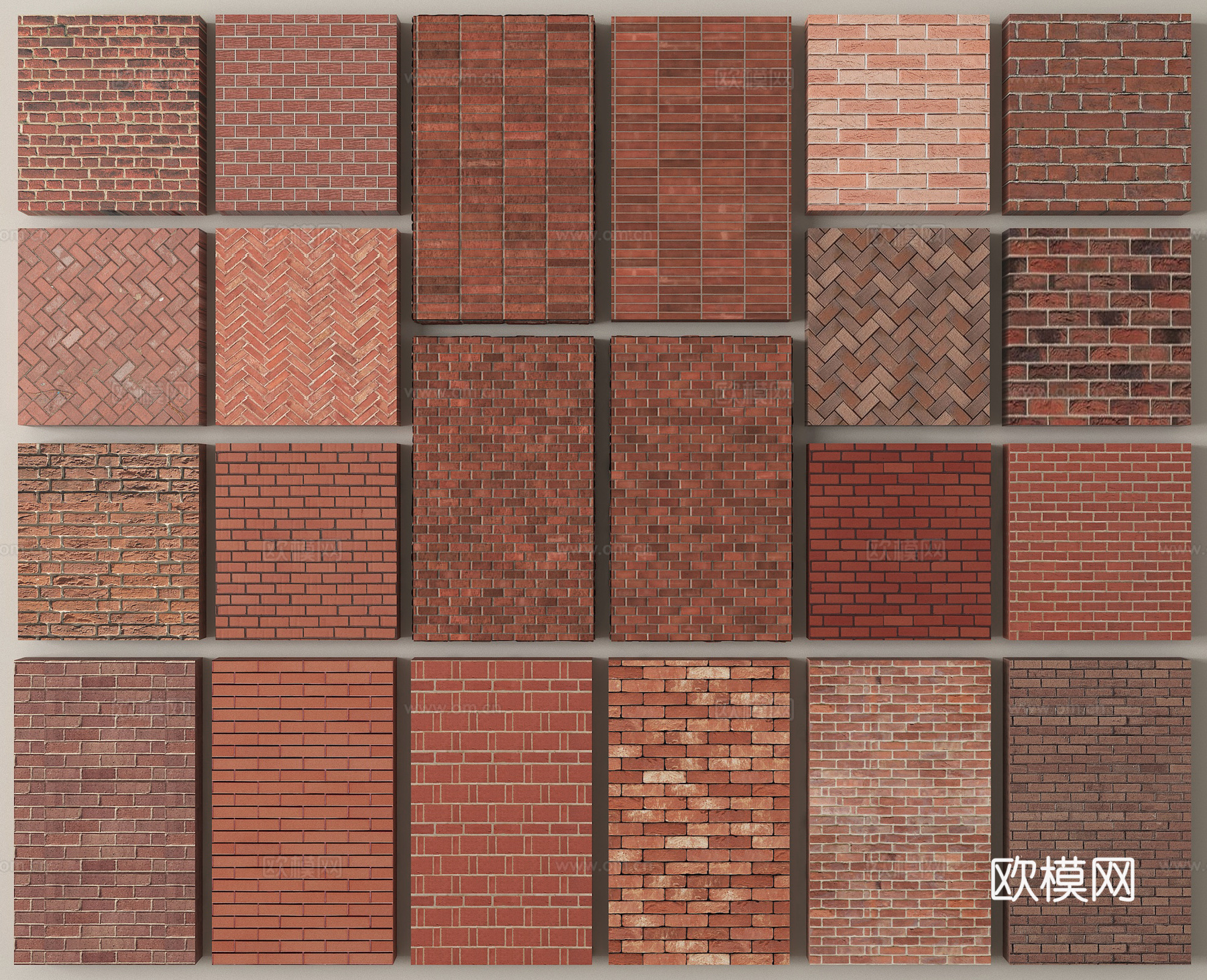 现代砖墙  建筑材料 红砖墙面背景墙 红砖墙 墙砖su模型