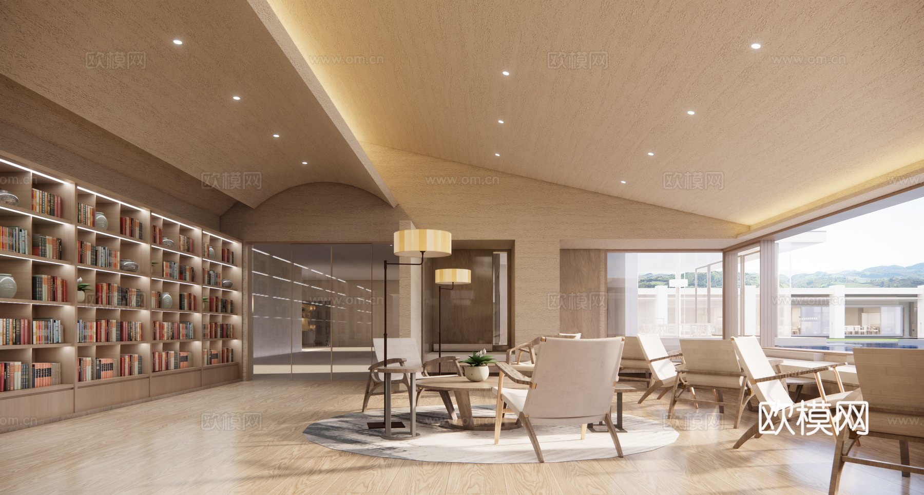 休闲区 休息区 洽谈区 书吧 大堂吧 现代简约su模型