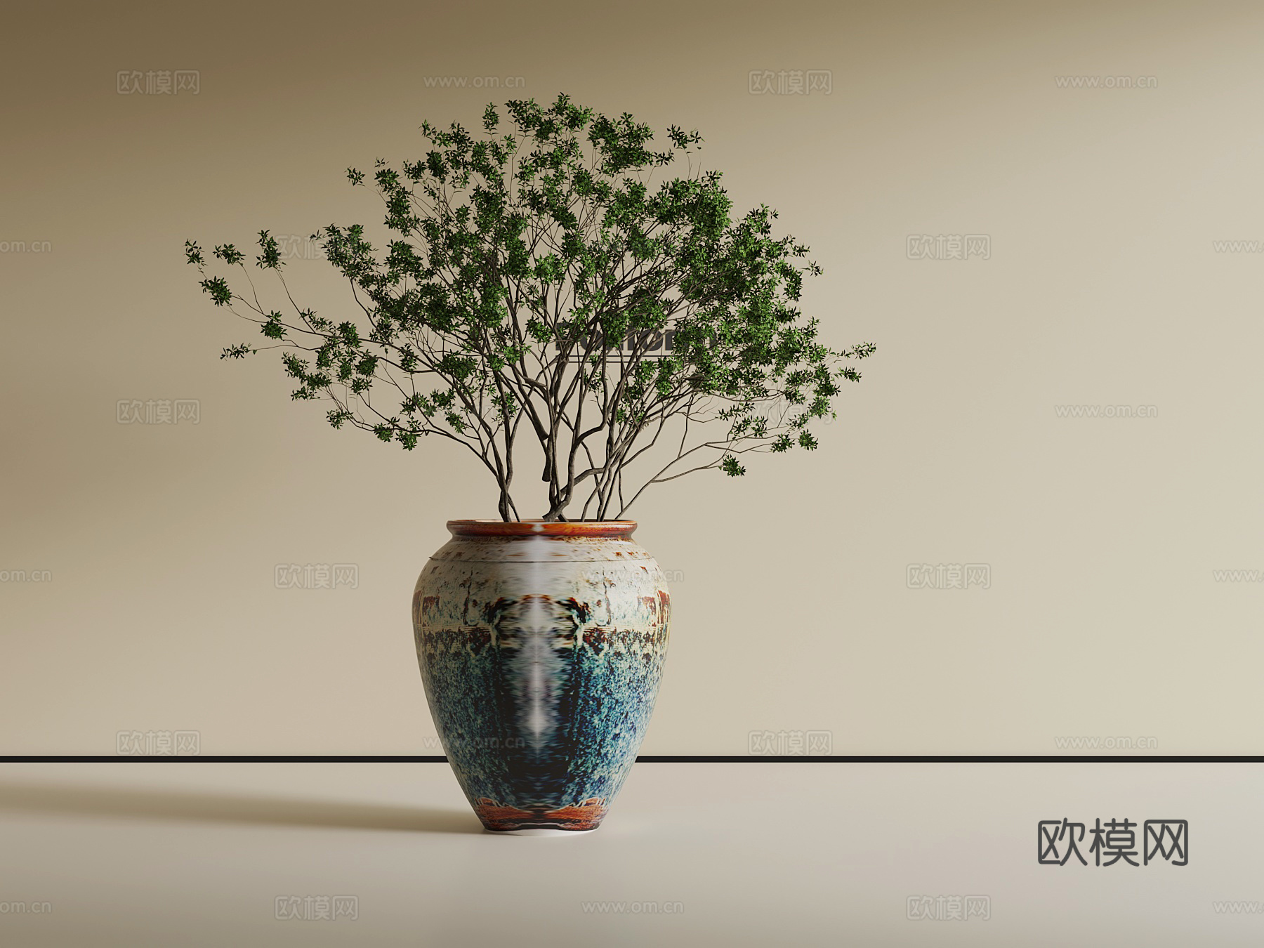 中古风绿植su模型