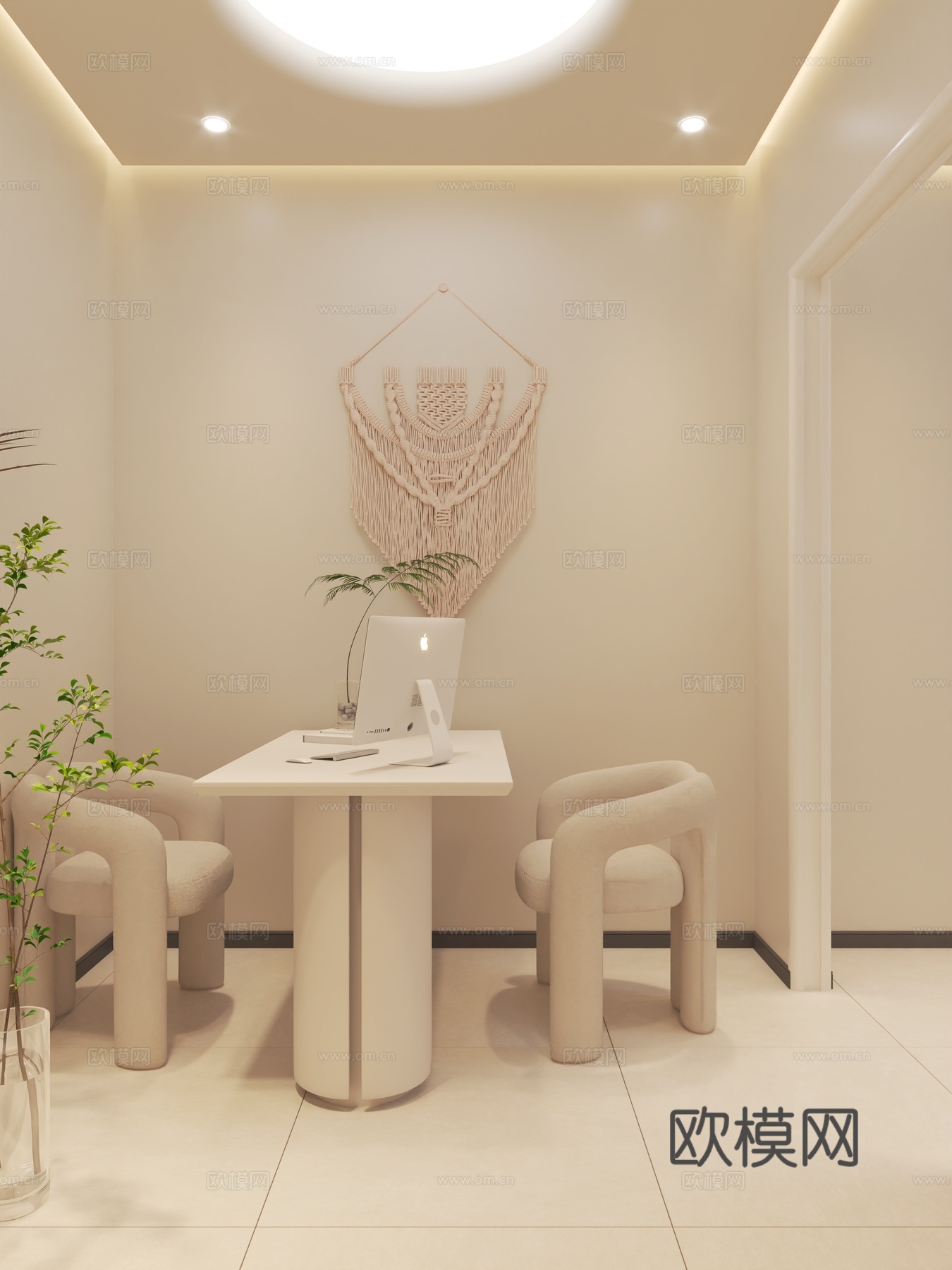 美容院包间多人间美容床窗帘洽谈室卫生间3d模型3d模型下载（渲染图4）