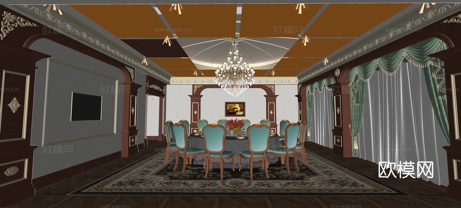 包厢 复古包厢 欧式包厢su模型下载（渲染图3）