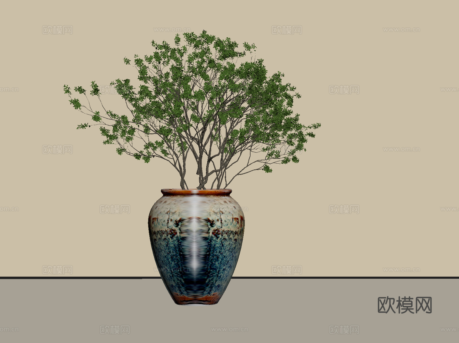 中古风绿植su模型