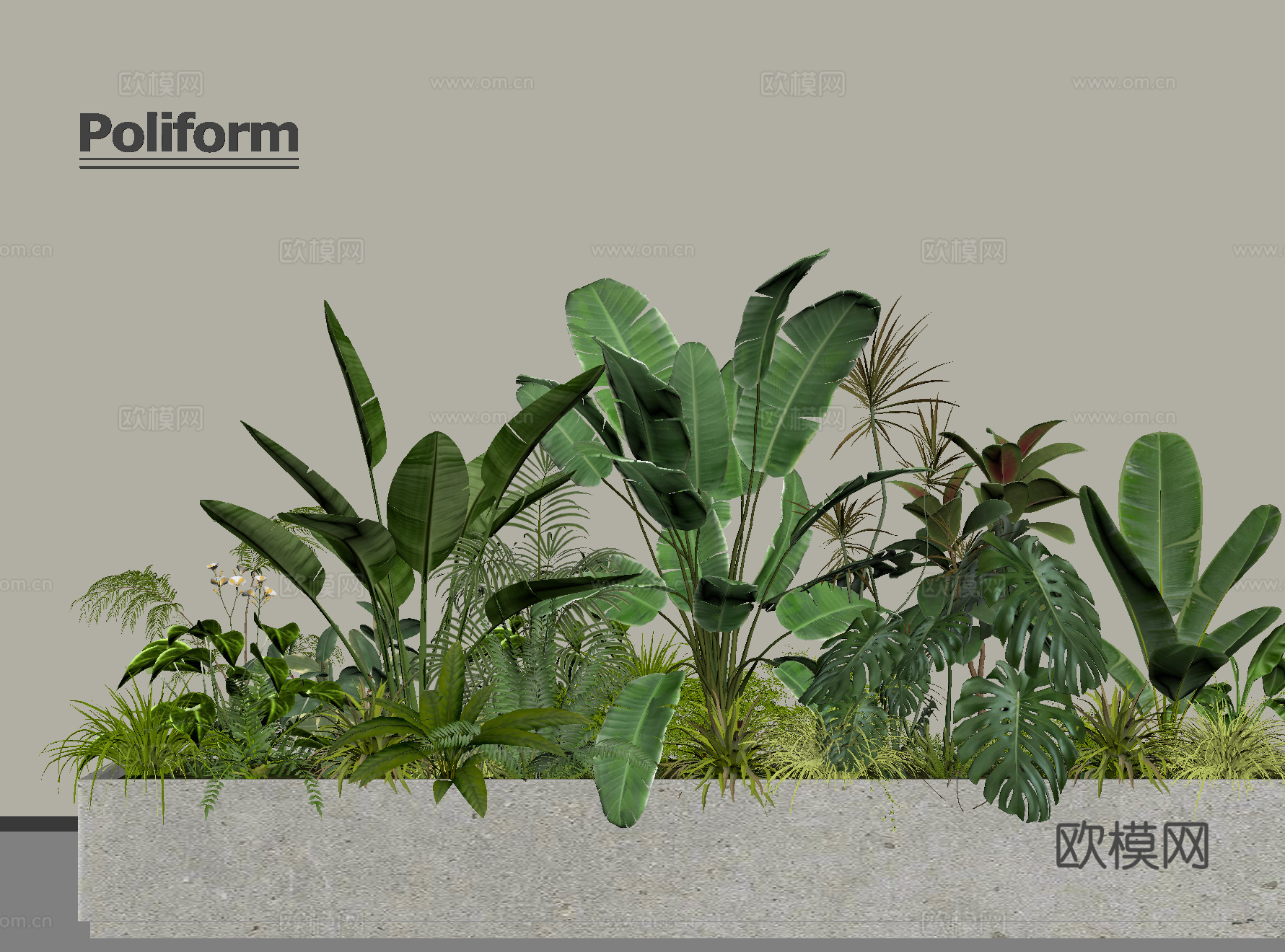 绿植花箱  植物组合  盆栽 景观小品 植物堆 花池花坛su模型