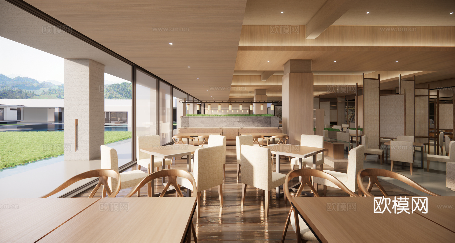 餐厅简约 现代餐厅 早餐厅 全日制餐厅 酒店餐厅su模型下载（渲染图2）
