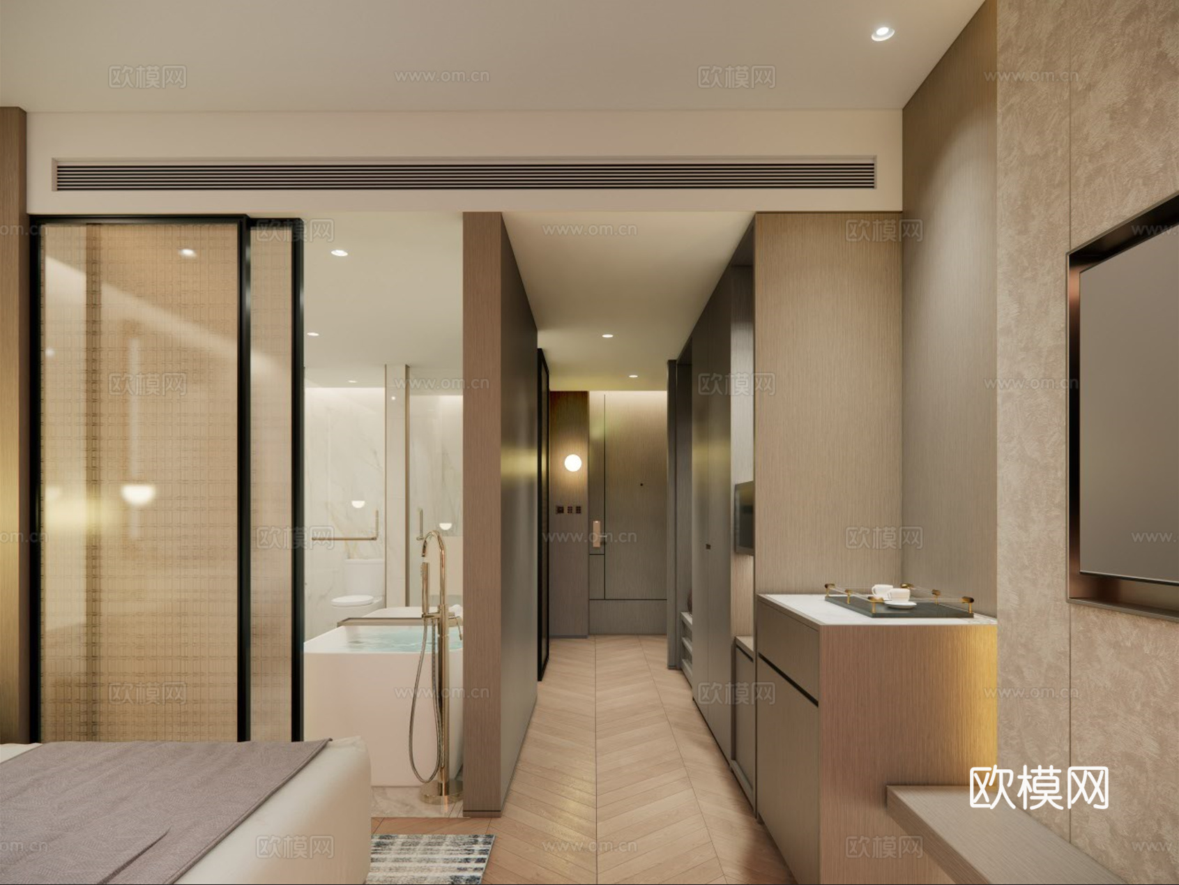 酒店客房 标准客房 现代客房 大床房su模型