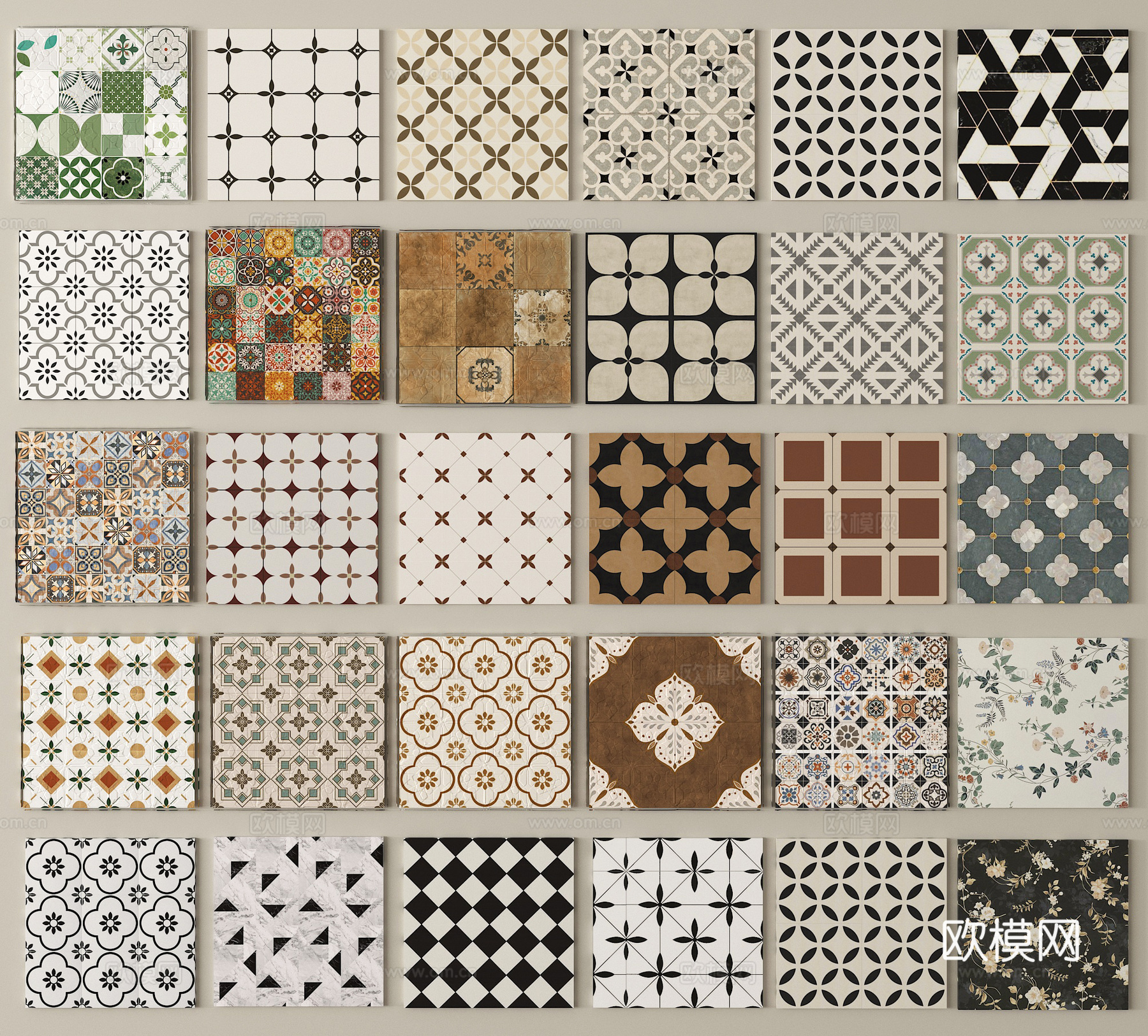 中古砖  花砖 地砖 仿古砖 复古砖 拼花砖3d模型下载