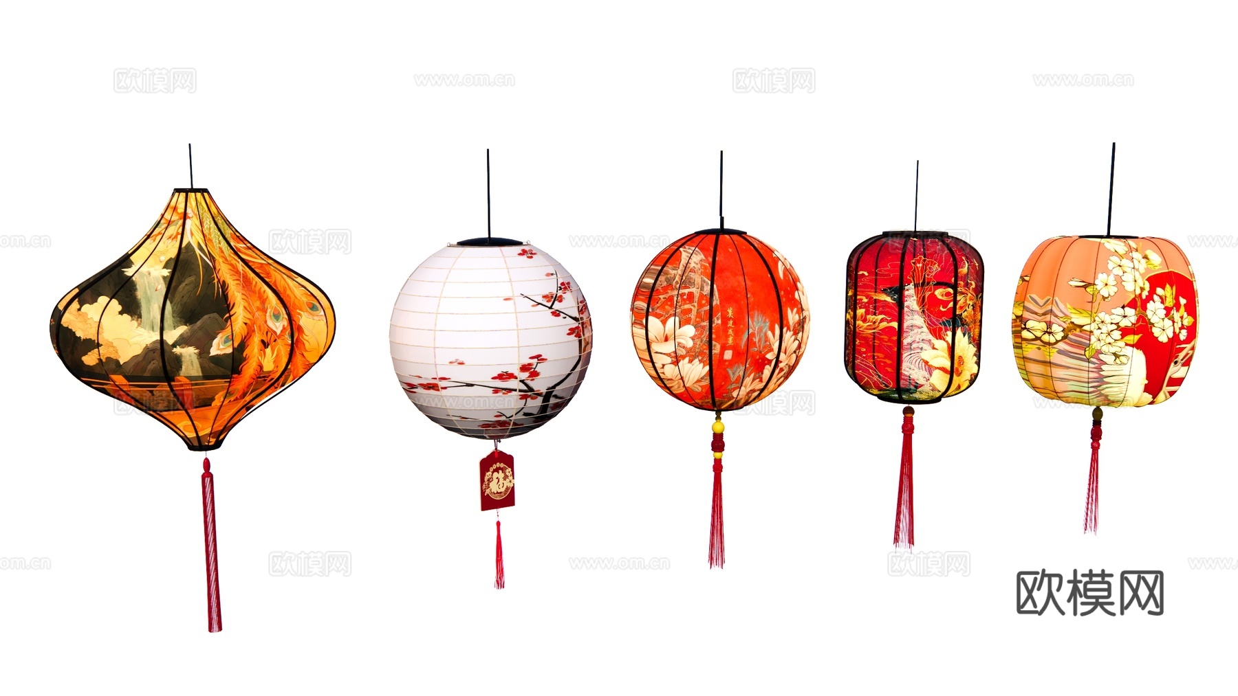 中式 灯笼 古节庆灯笼 彩灯 装饰灯笼 景观灯笼su模型