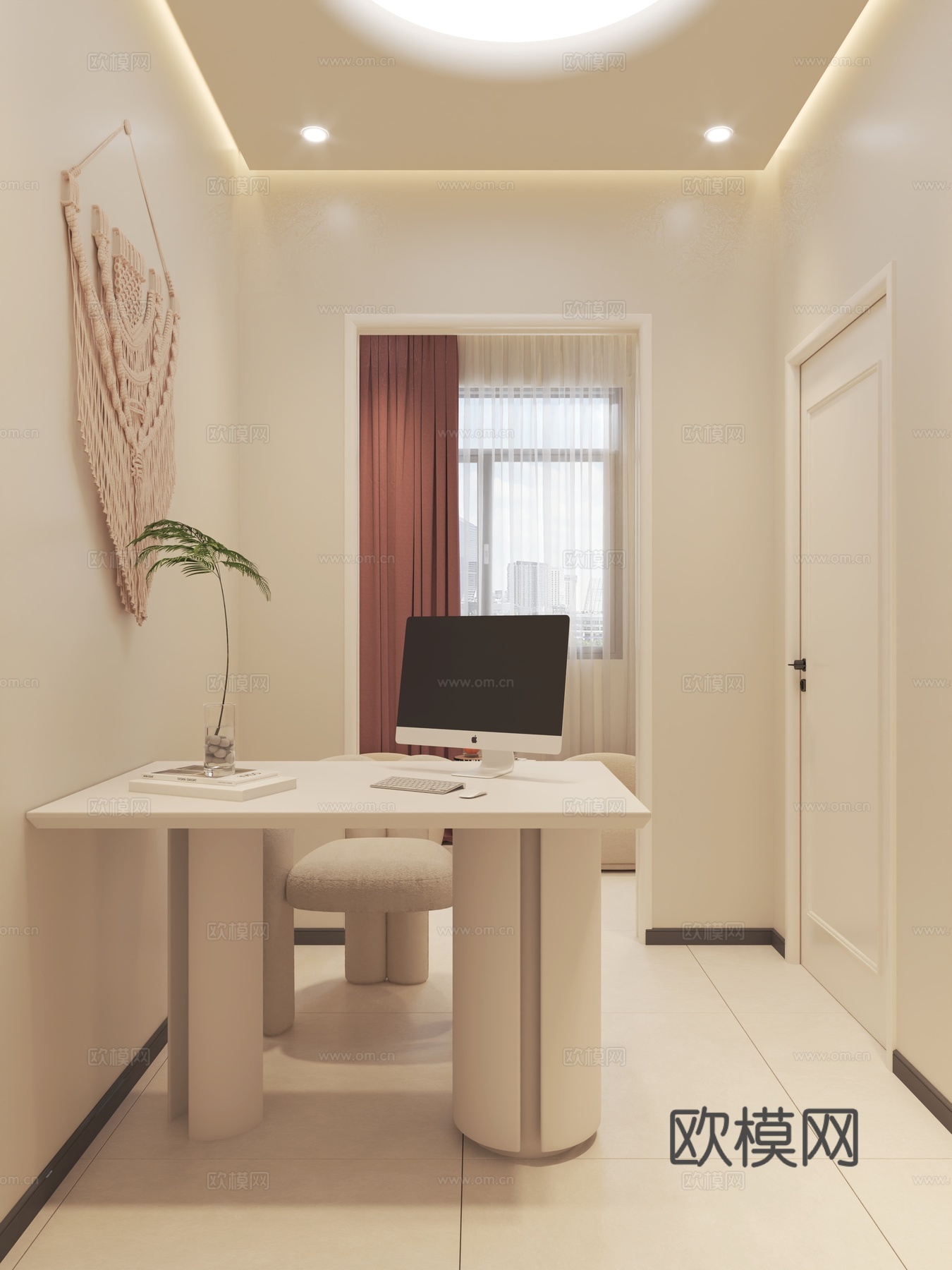 美容院包间多人间美容床窗帘洽谈室卫生间3d模型3d模型下载（渲染图5）