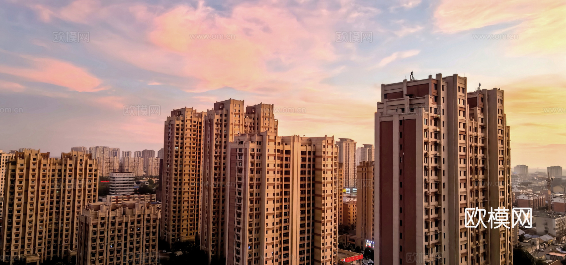 高层窗外景观，高层窗外城市景观，办公室窗外景，阳台外景