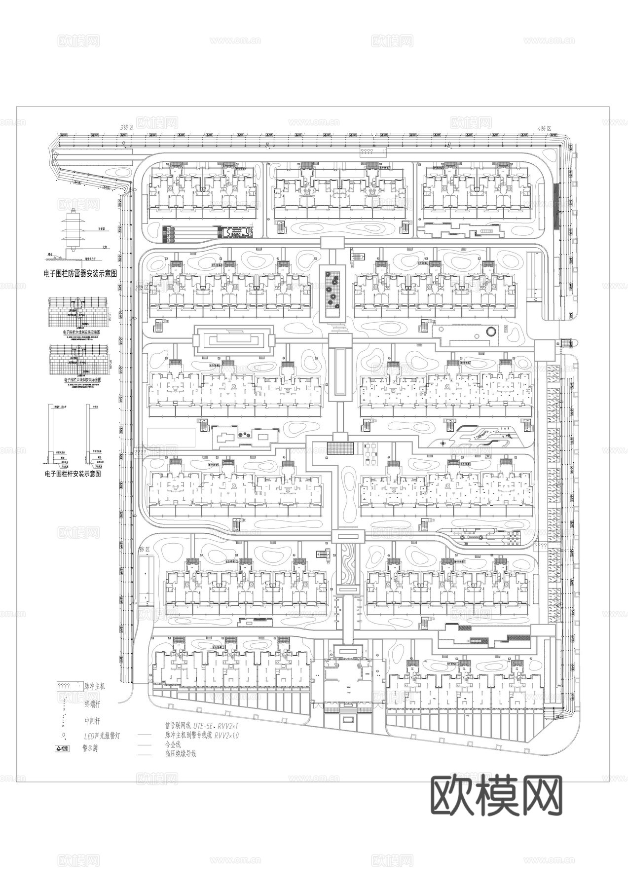 电子围栏cadcad施工图