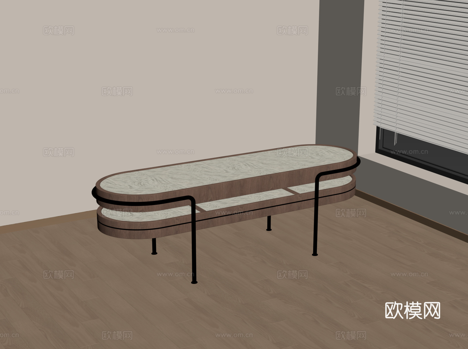 现代中古风换鞋凳 床尾凳su模型