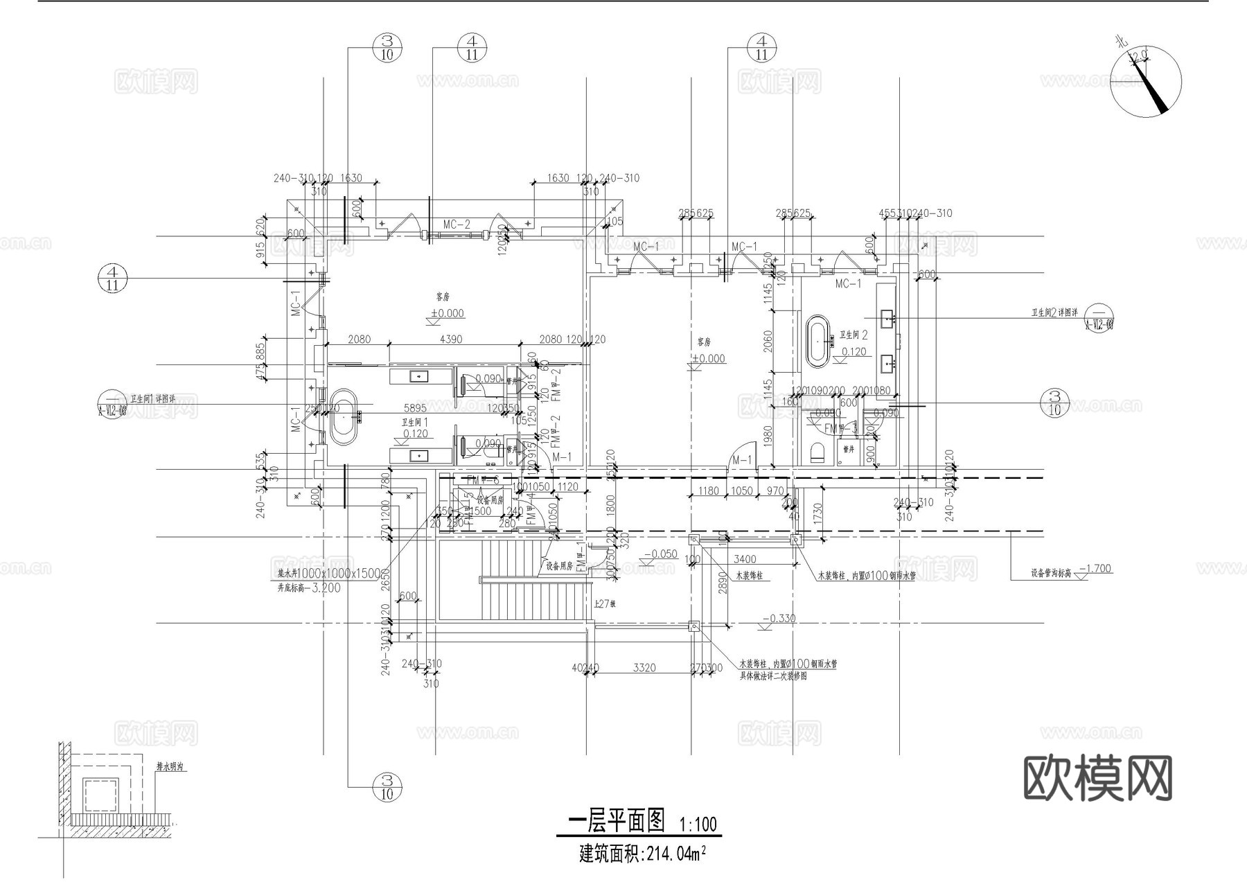 现代酒店建筑施工图cad施工图