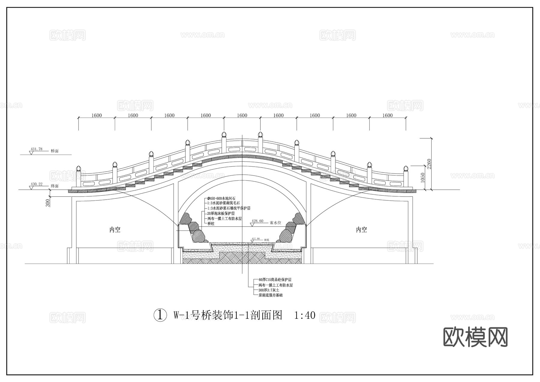 现代石供桥cad施工图